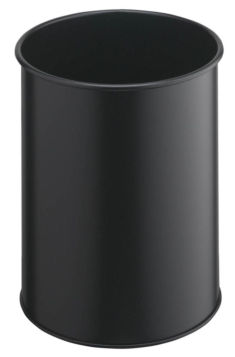Durable Black Metal Round Waste Bin | Scratch Resistant Steel | 15L |