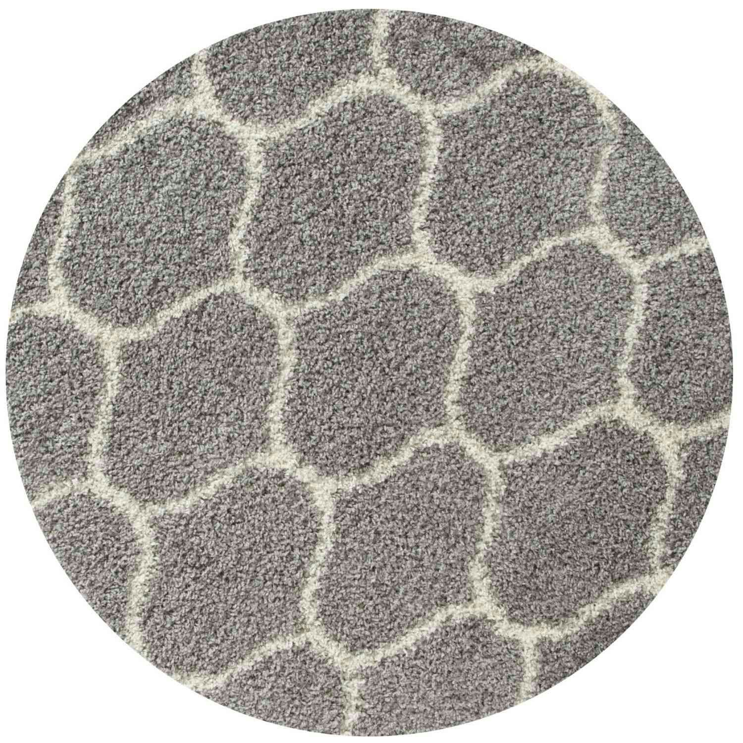The Rugs Grey Moroccan Shaggy Rug | 610 - Ø 120 Cm