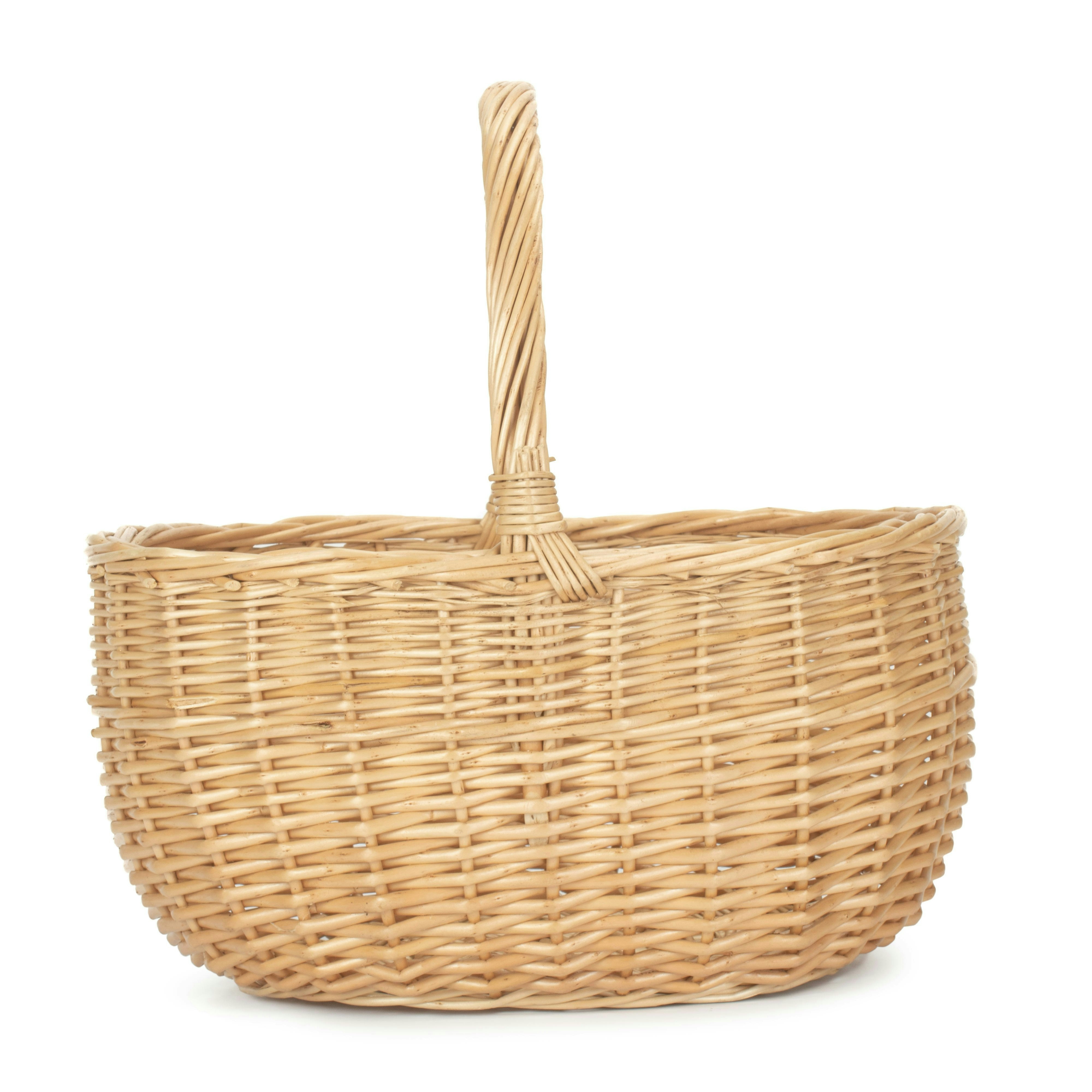 Rackhams Red Buff Willow Oval Wicker Shopping Basket - 1 - Wicker Small