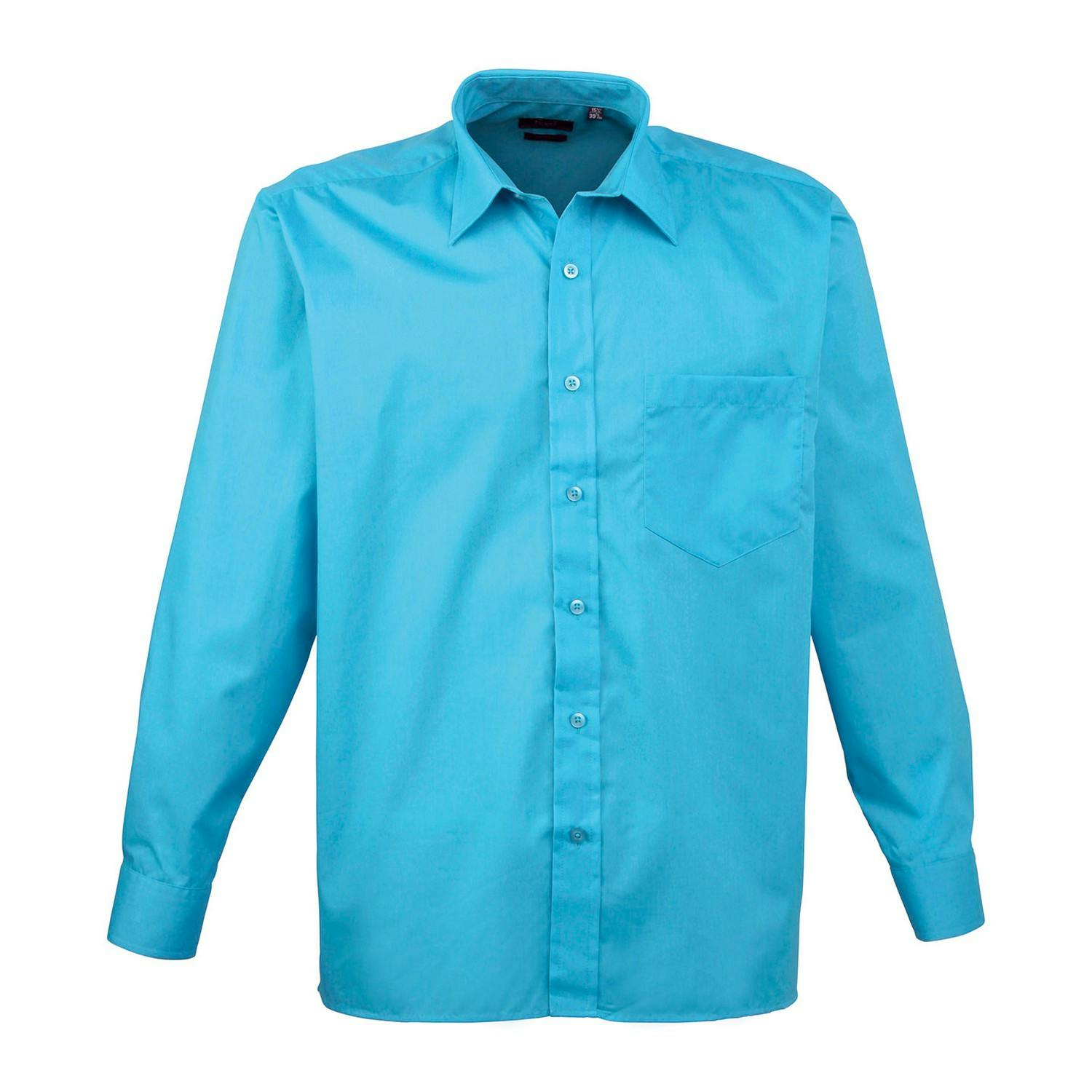 Joom Premier Men's Turquoise Poplin Long-Sleeved Shirt Cm - Image 4