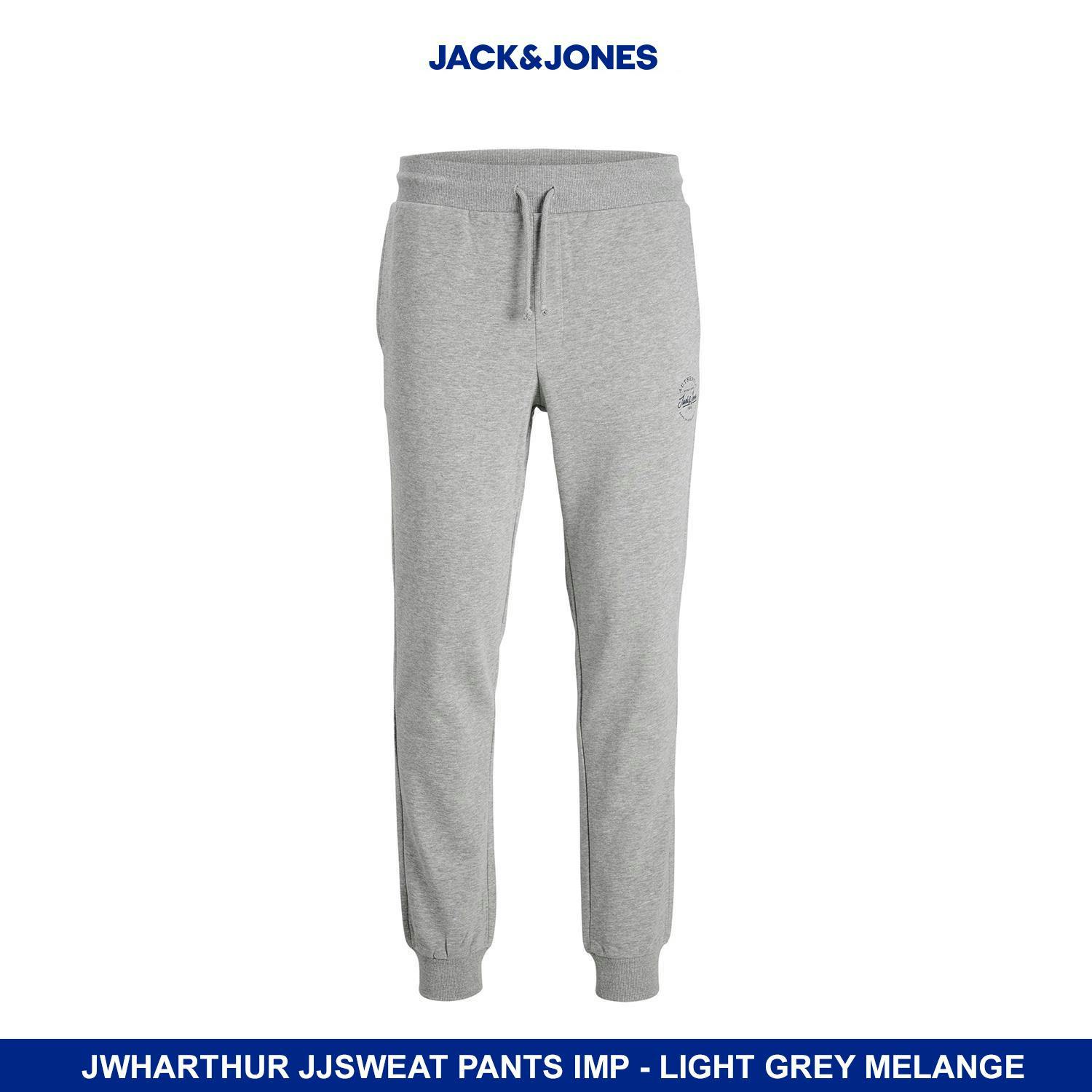 Jack & Jones Men's Light/Grey Regular Fit Cotton Sweatpants Joggers Ribbed Cuffs - Size - Xxl