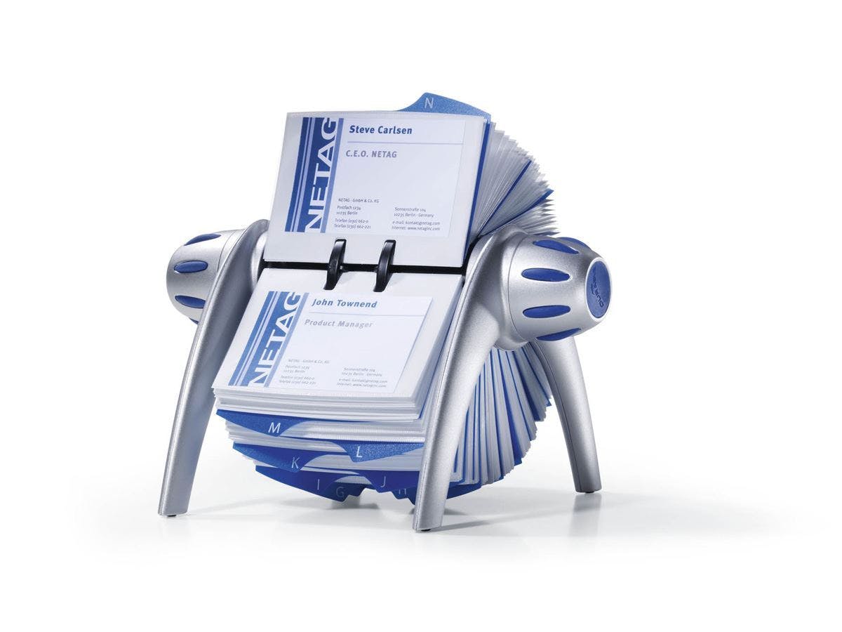 Durable Silver Visifix Vegas 400 Card Rotary Business Card Holder | A-Z Index |