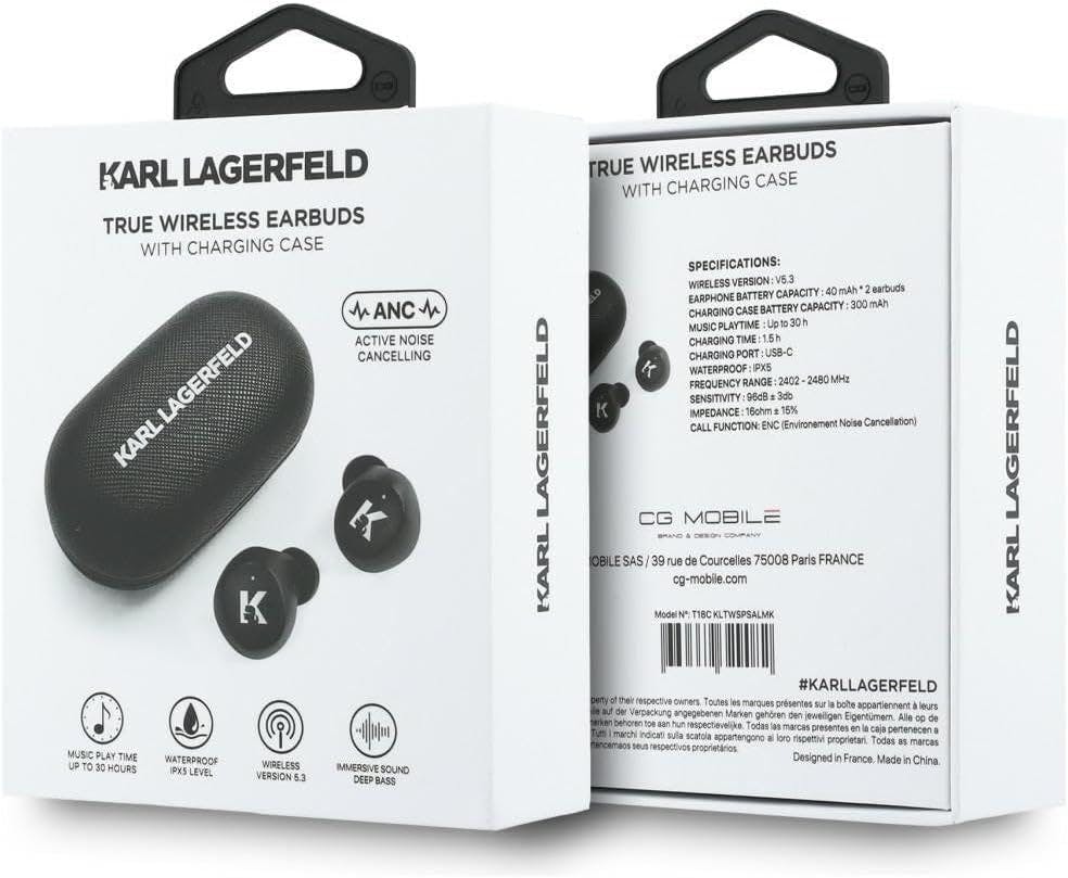 Karl Lagerfeld Black Tws Saffiano Logo Enc Earbuds - Kltwspsalmk