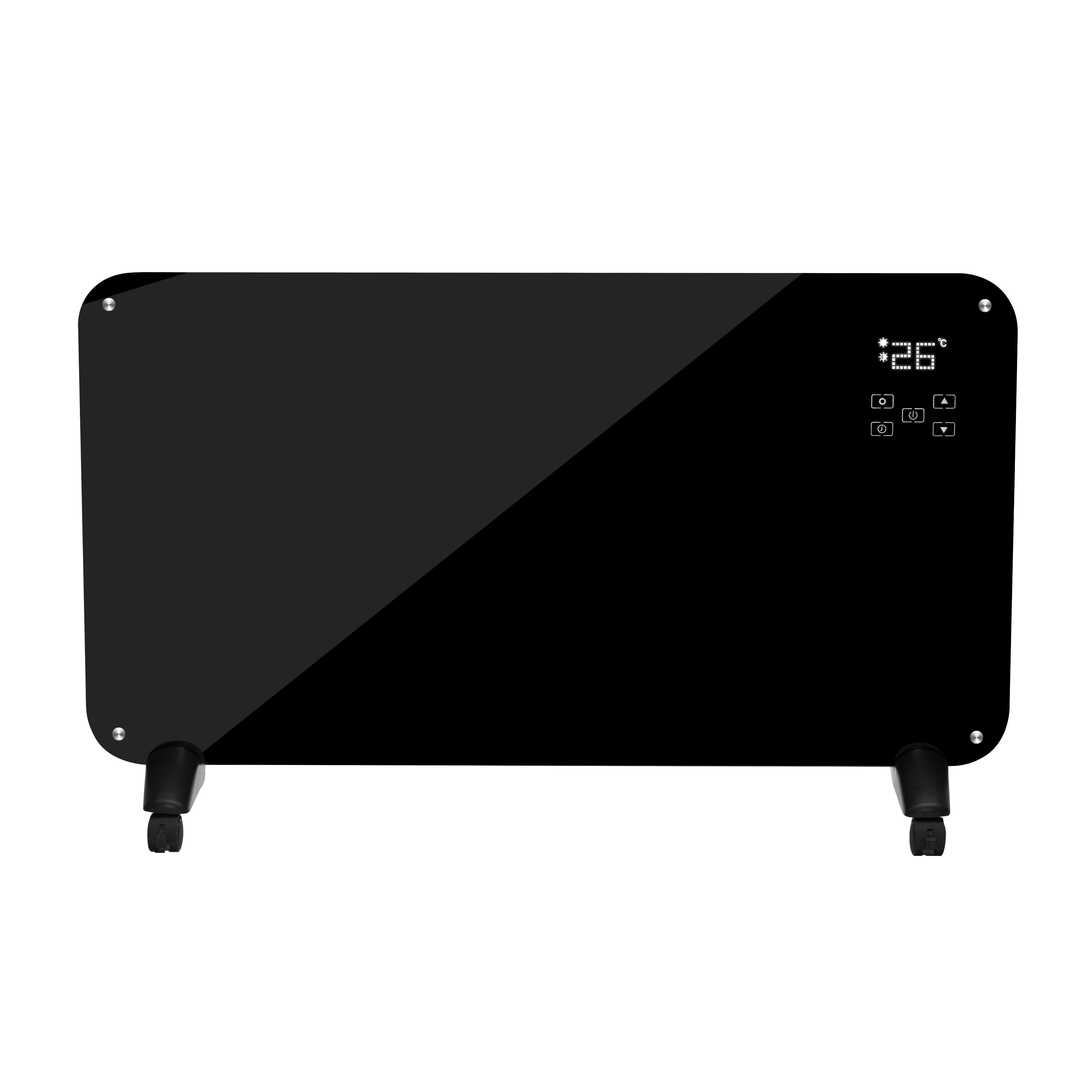 Castle Heaters Black Designer Electric Glass Panel Heater 1000W With Smart Wifi Alexa, Remote Control And Timer - Nr10