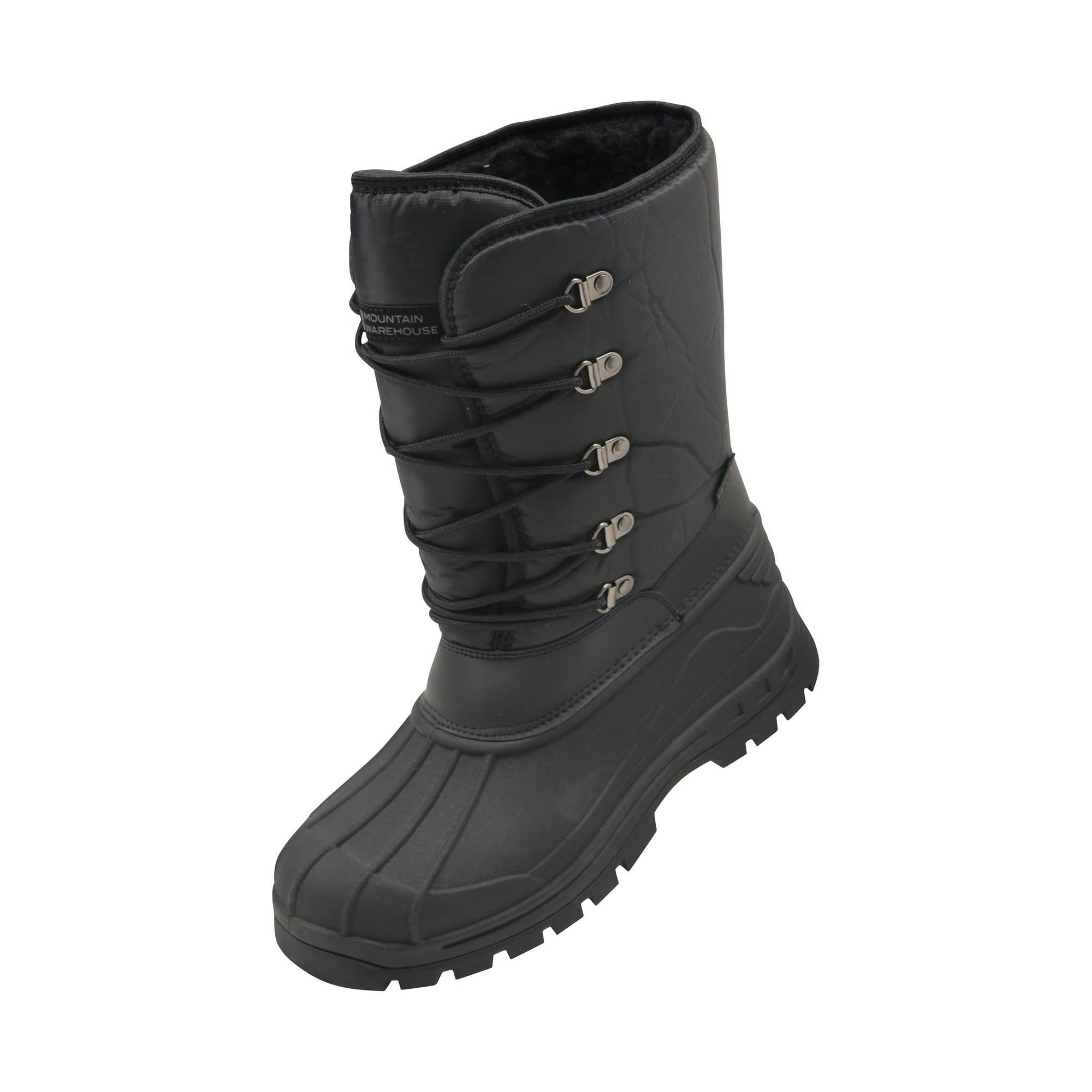Mountain Warehouse Men's Black Plough Snow Boots - 12 Uk - 50% Synthetic/50% Textile