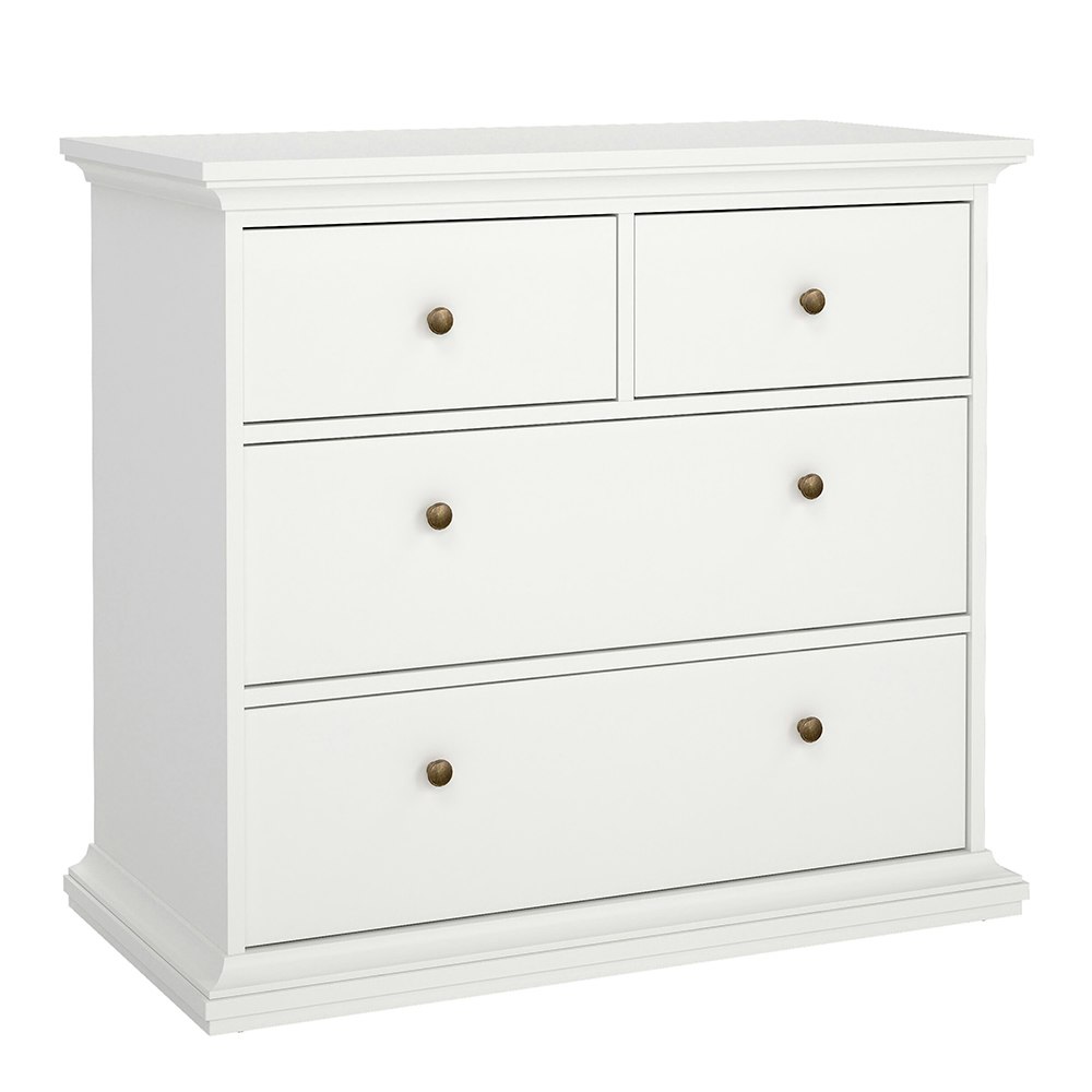 Rackhams White Paris Chest Of 4 Drawers In - Matt - Melamine