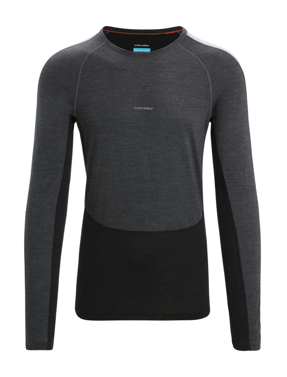 Icebreaker Men's Grey/Black Zoneknit 260 Long Sleeve Crewe {Ic-0A56hh} - Jet Heather / Metro Heather - X-Large