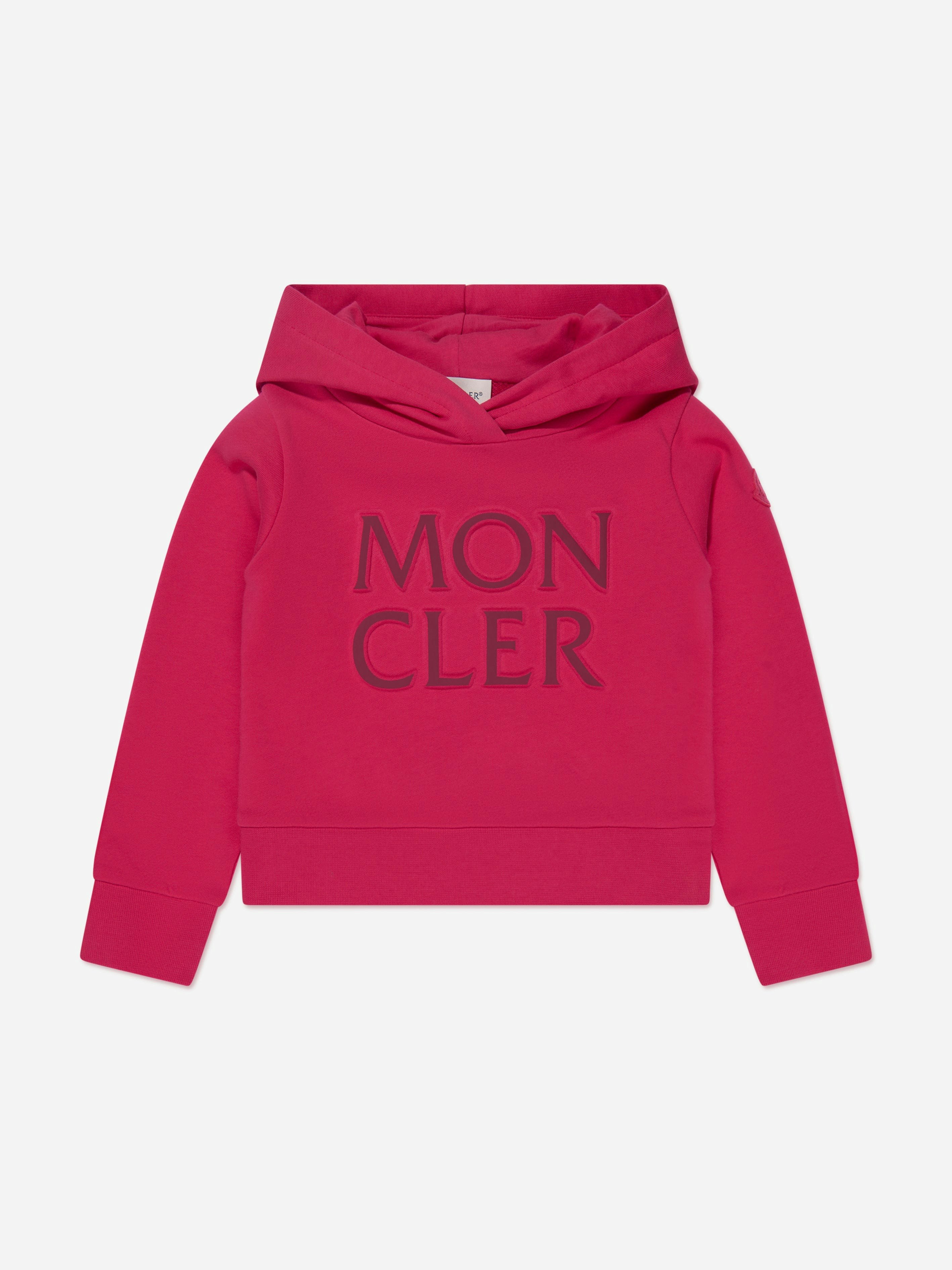 Moncler Enfant Girls Pink/Red Logo Hoodie In - 12 Yrs