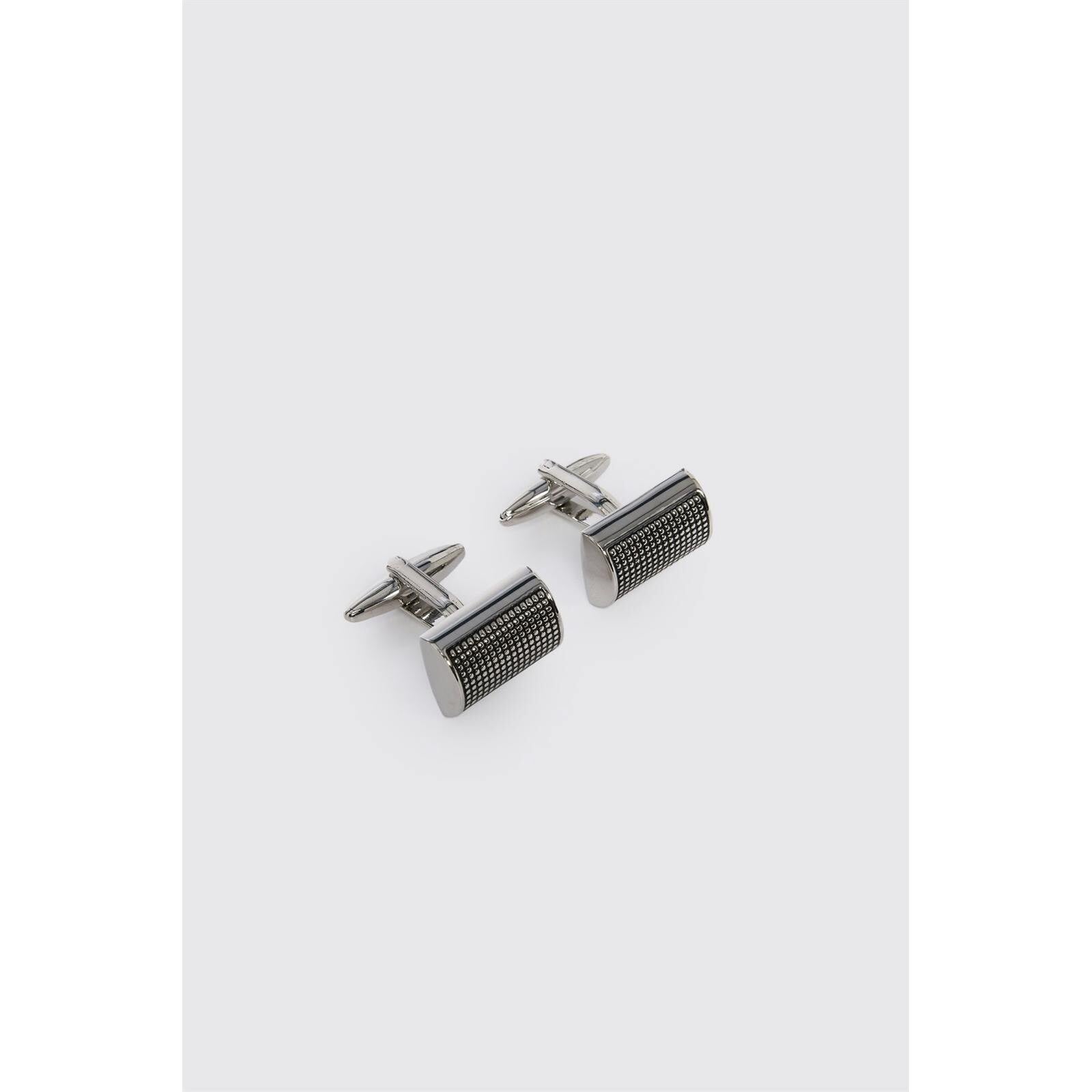 Limehaus Silver Textured Half Barrel Cufflinks