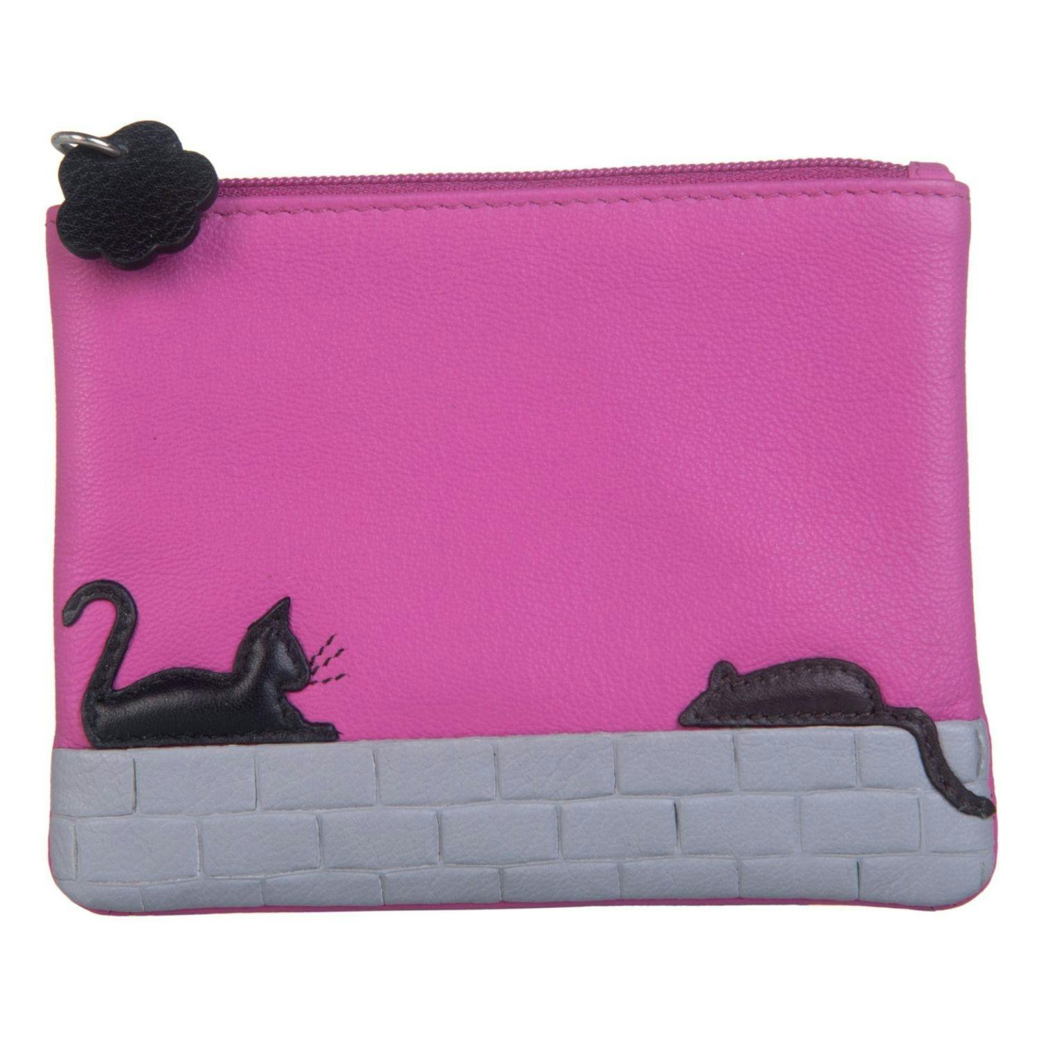 Mala Leather Pink Cat And Mouse Rfid Leather Coin Purse