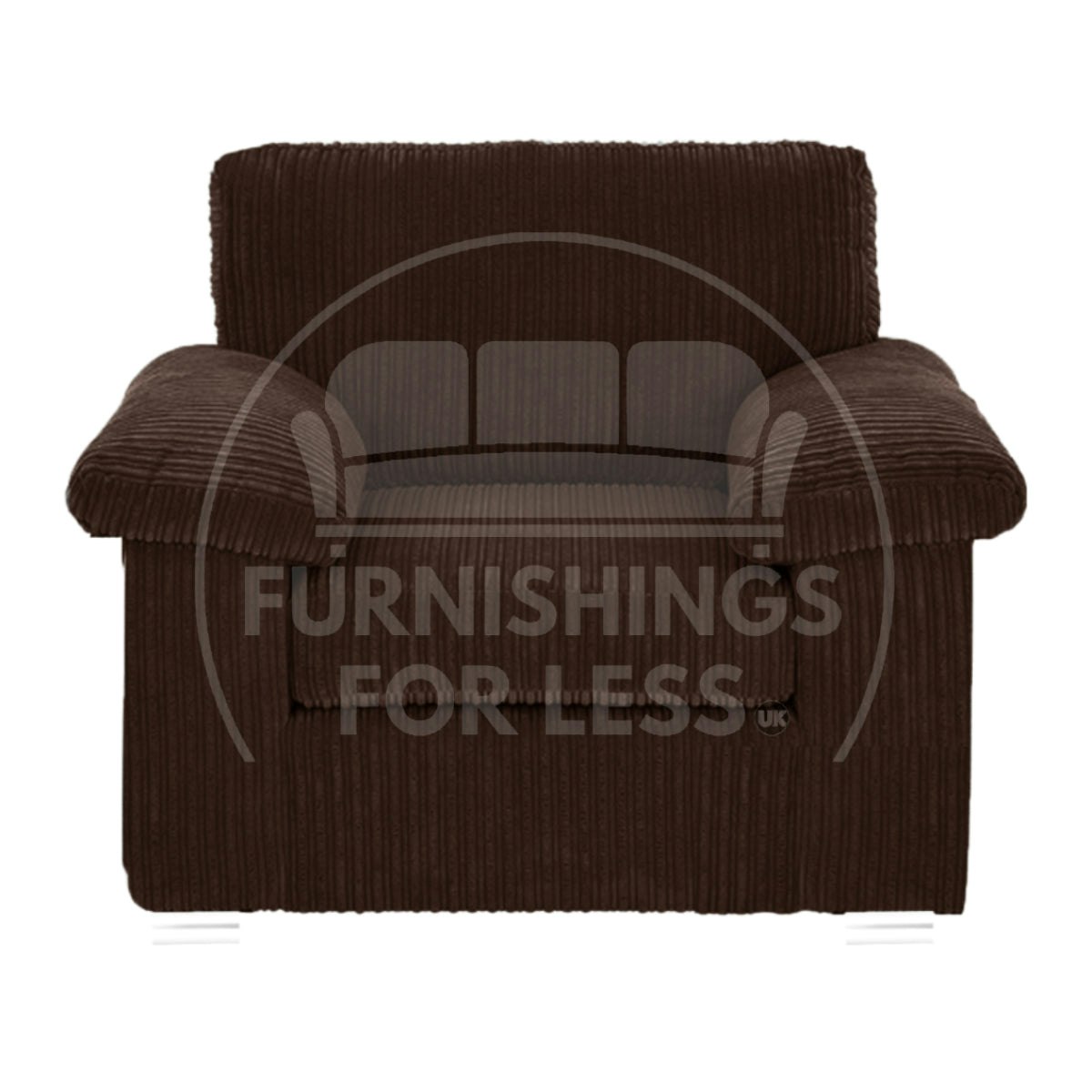 Rackhams Black Delta Full Jumbo Cord Single Seater Armchair - Chocolate