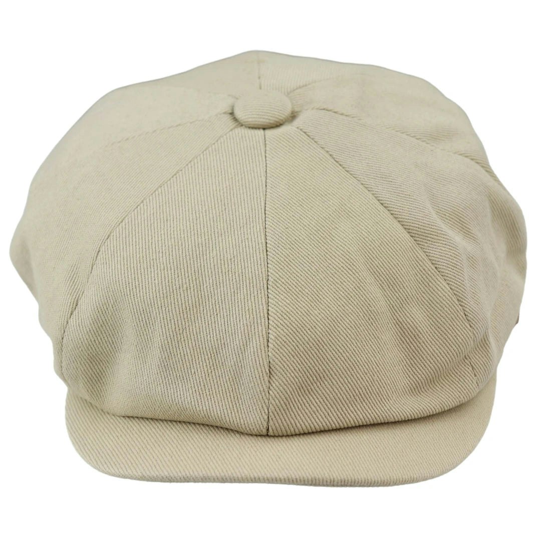 Major Men's Beige 8 Panel Razor Summer Baker Boy Hat Cotton Blinders Newsboy Flat Cap Shelby - L/Xl