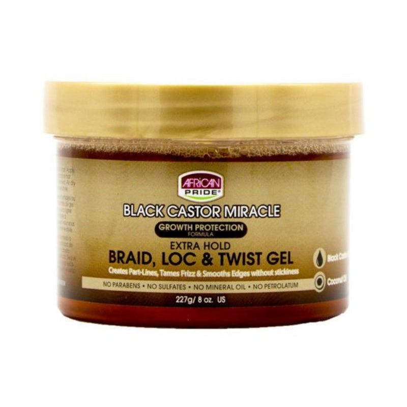 African Pride Black Castor Miracle Braid Lock Twist Gel 8Oz