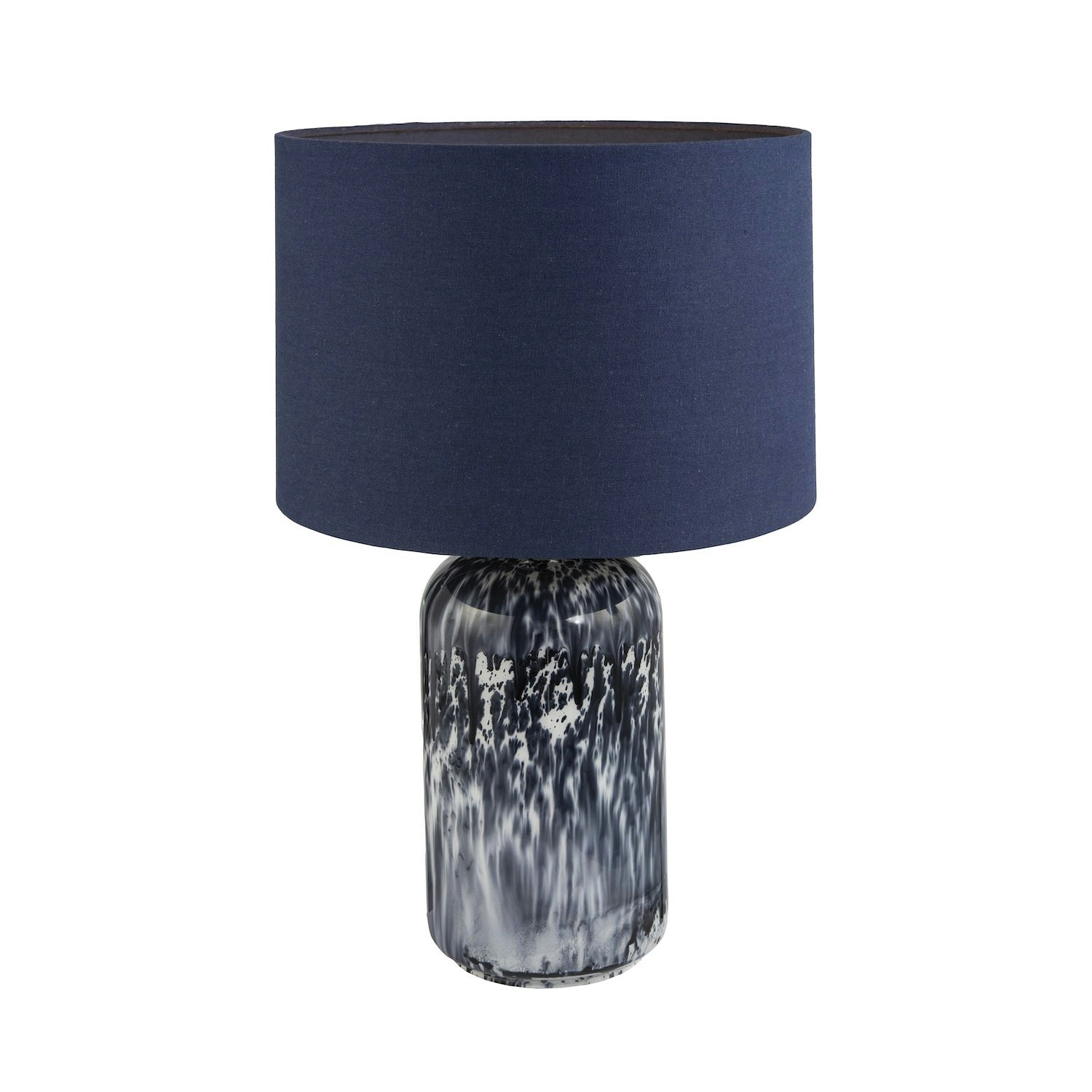 Rackhams Blue/Grey Modern Navy And Smoked Marble Snowflake Glass Table Lamp With Shade
