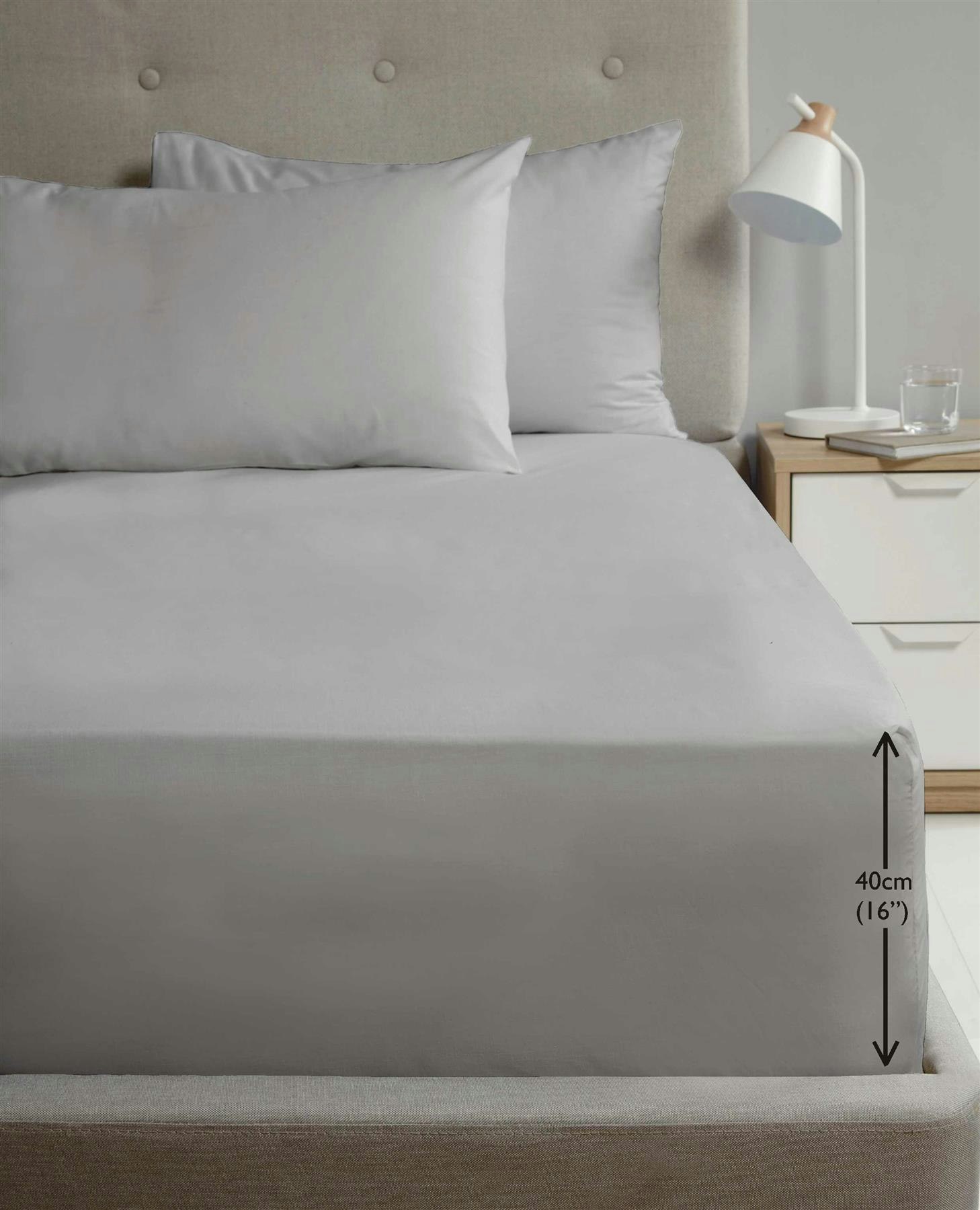 Rackhams Grey Percale Extra Deep 16" Fitted Sheet - Single