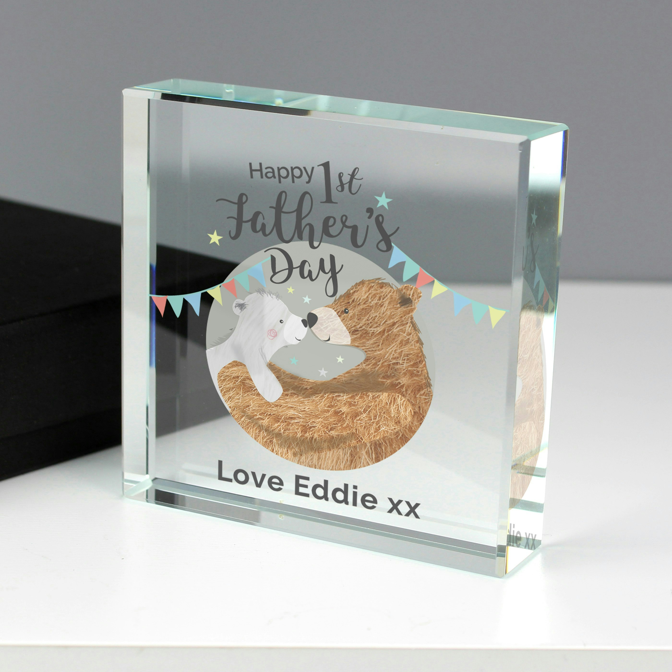 Personalised Memento Company Personalised 1St Father's Day Daddy Bear Crystal Token