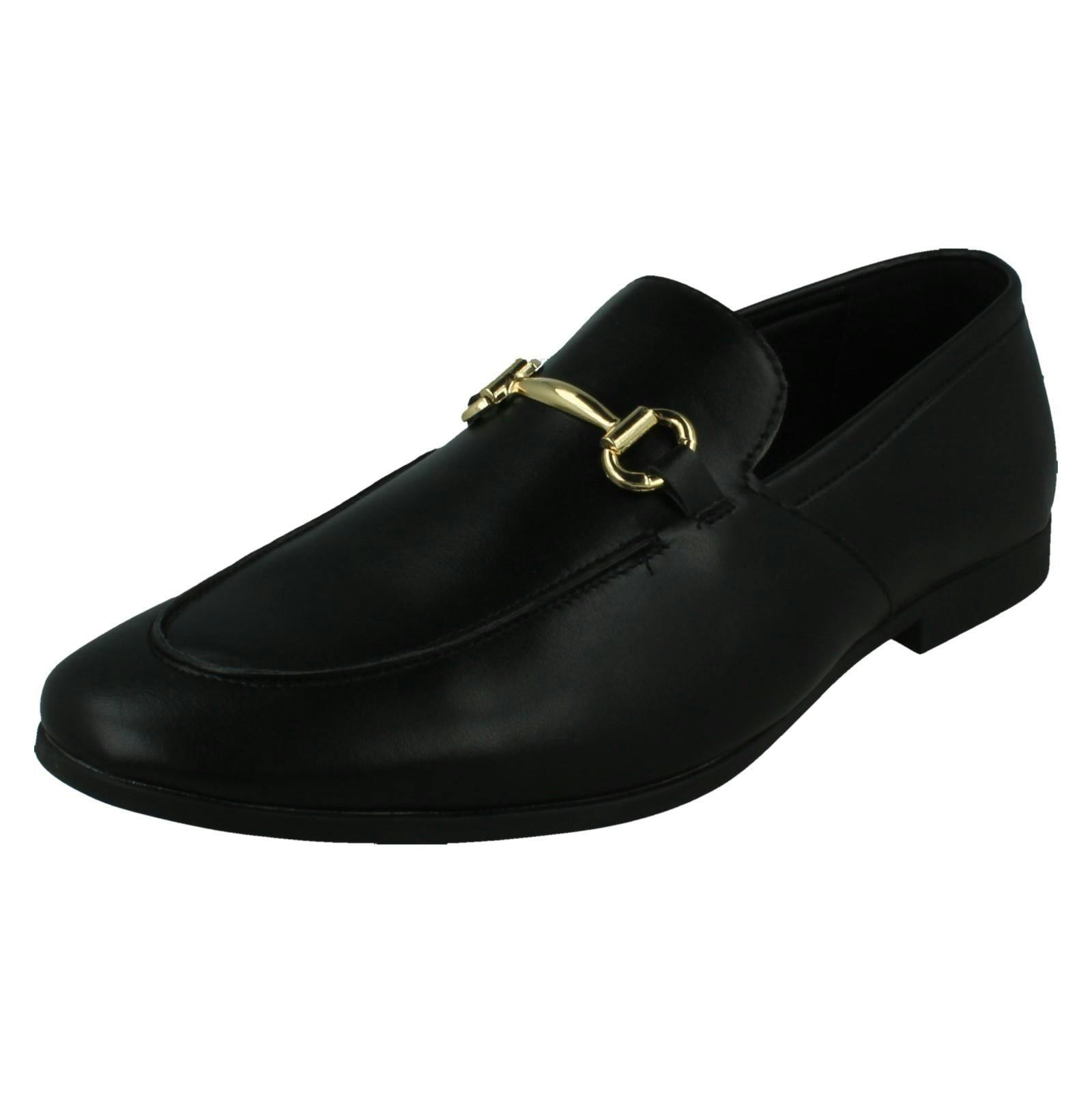 Thomas Blunt Men's Black Slip On Loafer Shoes With Metal Trim A1133 - Uk 10
