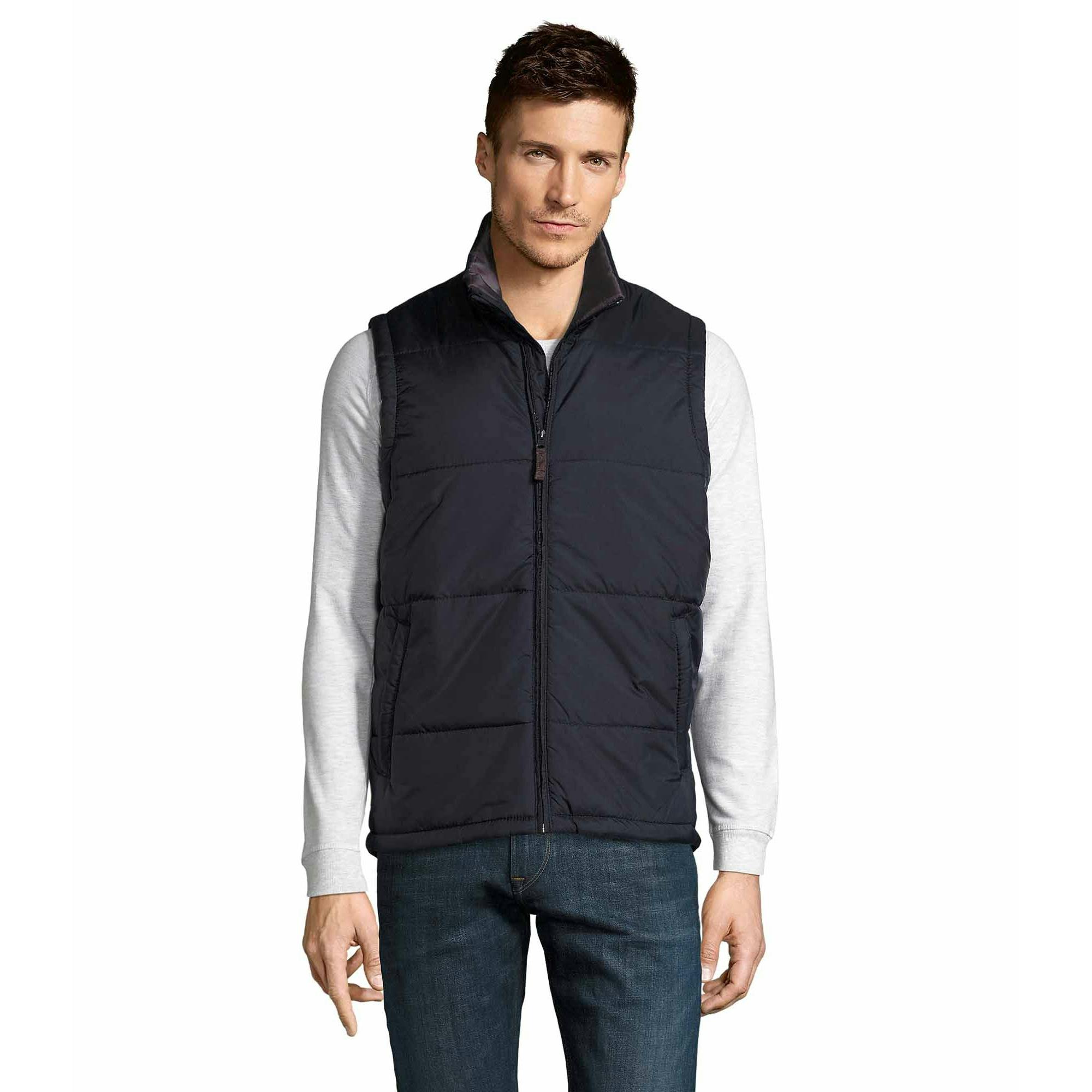 Sols Unisex Dark/Grey Warm Padded Bodywarmer Jacket - Navy - 5XL - Navy - 50% Nylon/50% Polyester