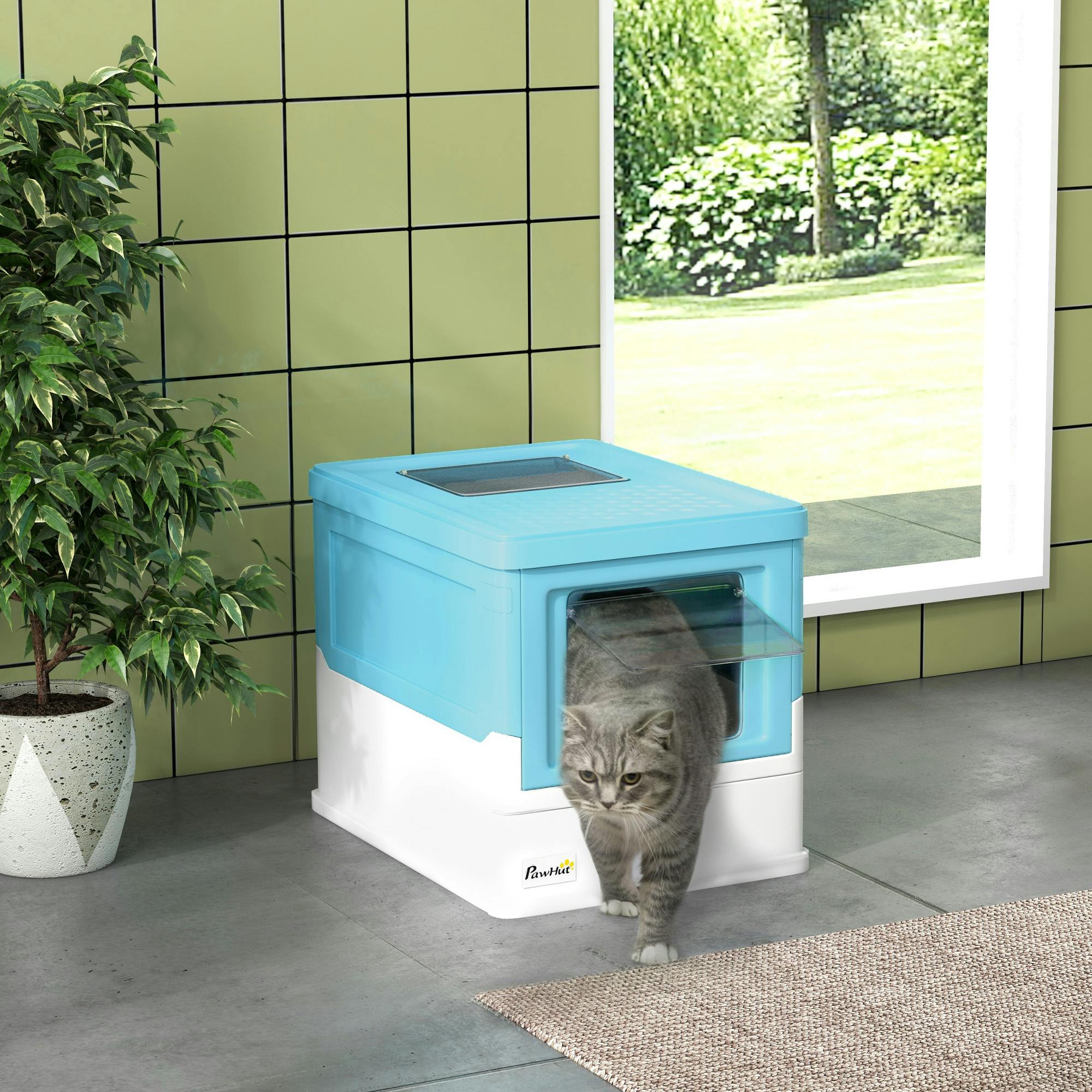 B&Q -  Hooded Cat Litter BoxPet Toilet W/ ScoopTrayLight Blue - Image 10