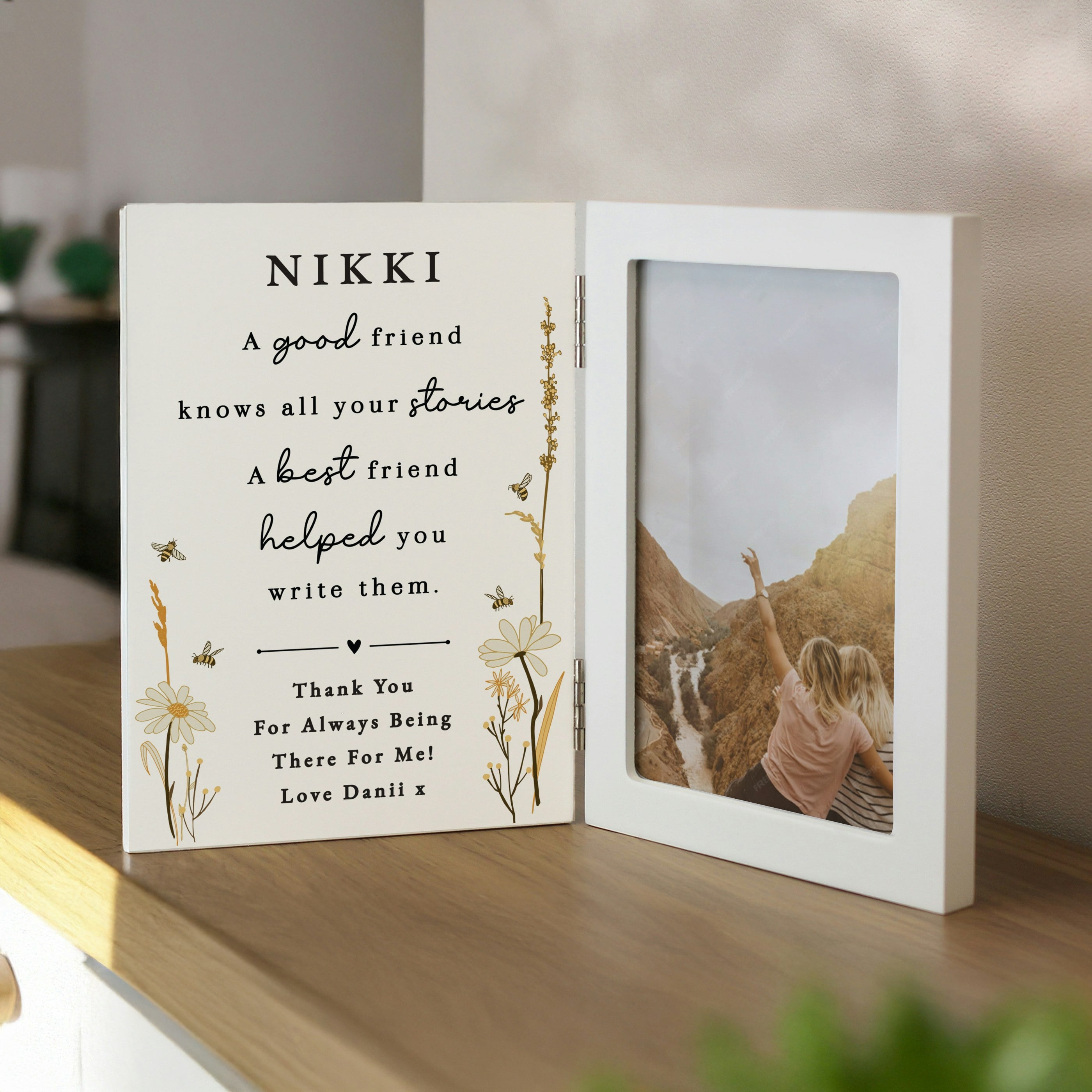 Rackhams White Personalised Friend Wooden Hinged 6X4 Photo Frame - Wood - 4X6