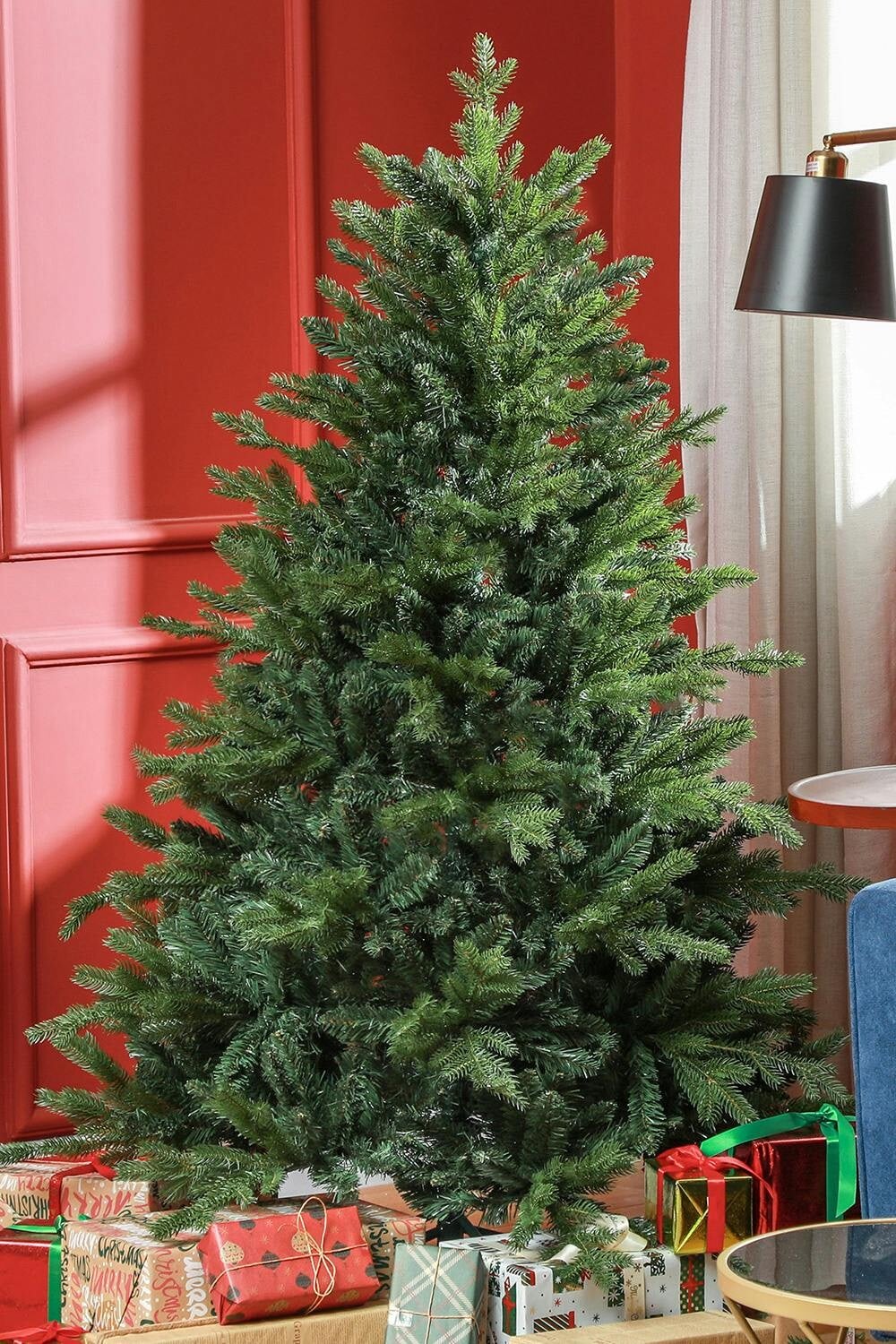 HOMCOM 5ft Artificial Christmas Tree 1309 Tips Metal Base Hinged Green | Realistic Hinged Xmas Tree, for Home Office - Image 3