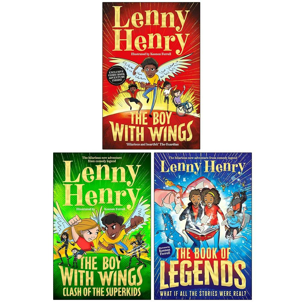 Various Publishers Boys The With Wings Series 3 Books Collection Set By Lenny Henry (The With Wings, The With Wings: Clash Of The Superkids & The Book Of Legends)