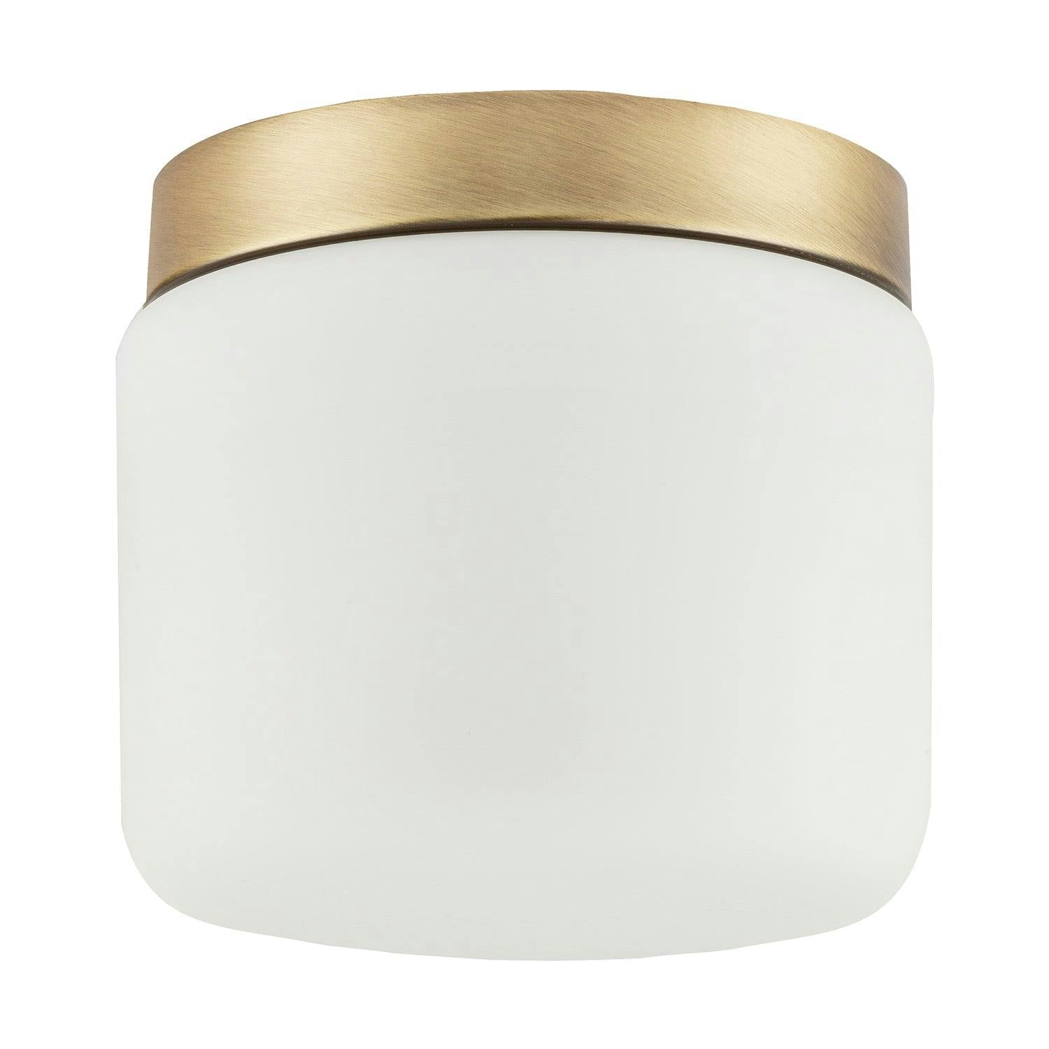 Rackhams Light Modern Bathroom Led Ceiling In Antique Brass With Glass Shade