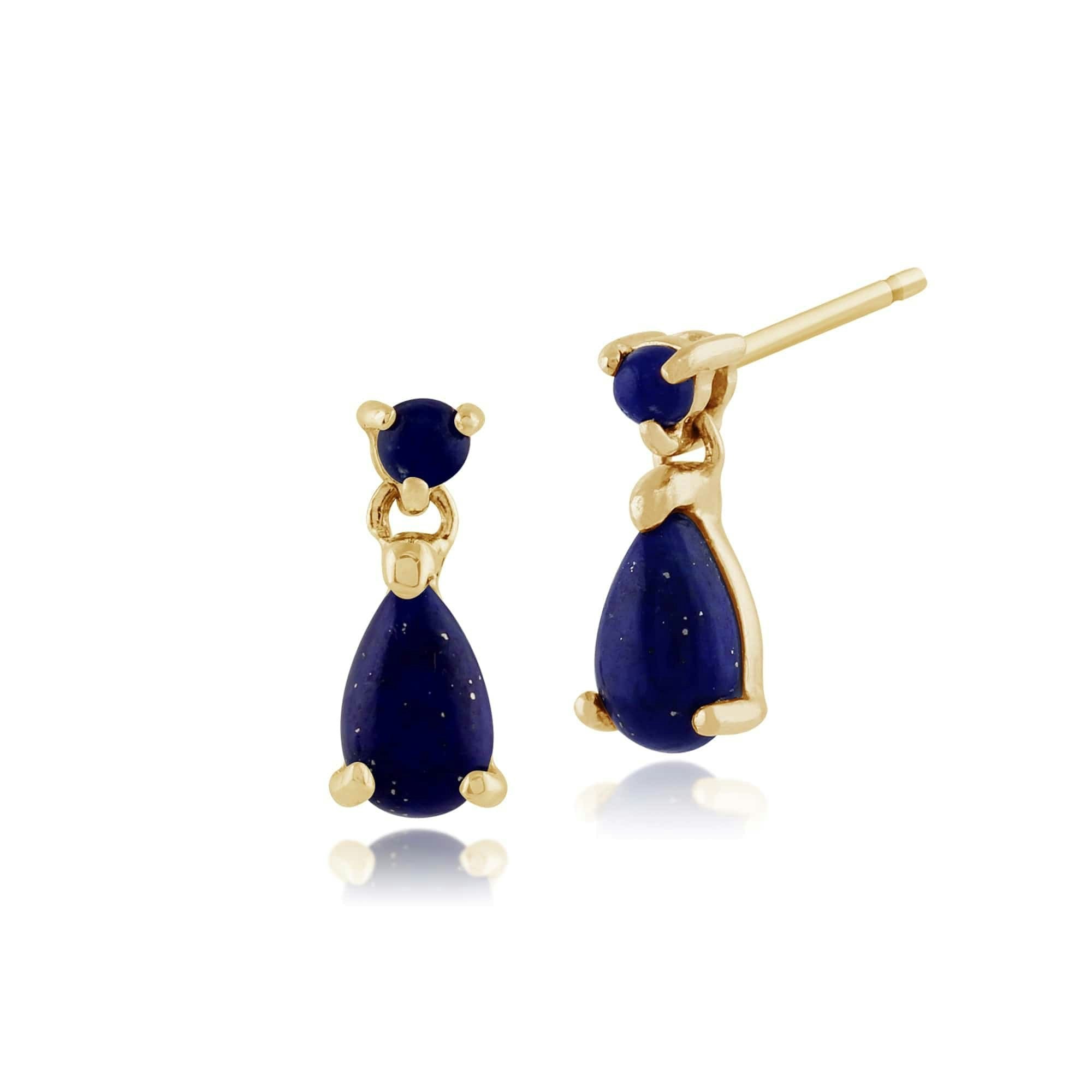 Gemondo Yellow/Gold Classic Pear Lapis Lazuli Drop Earrings In 9Ct
