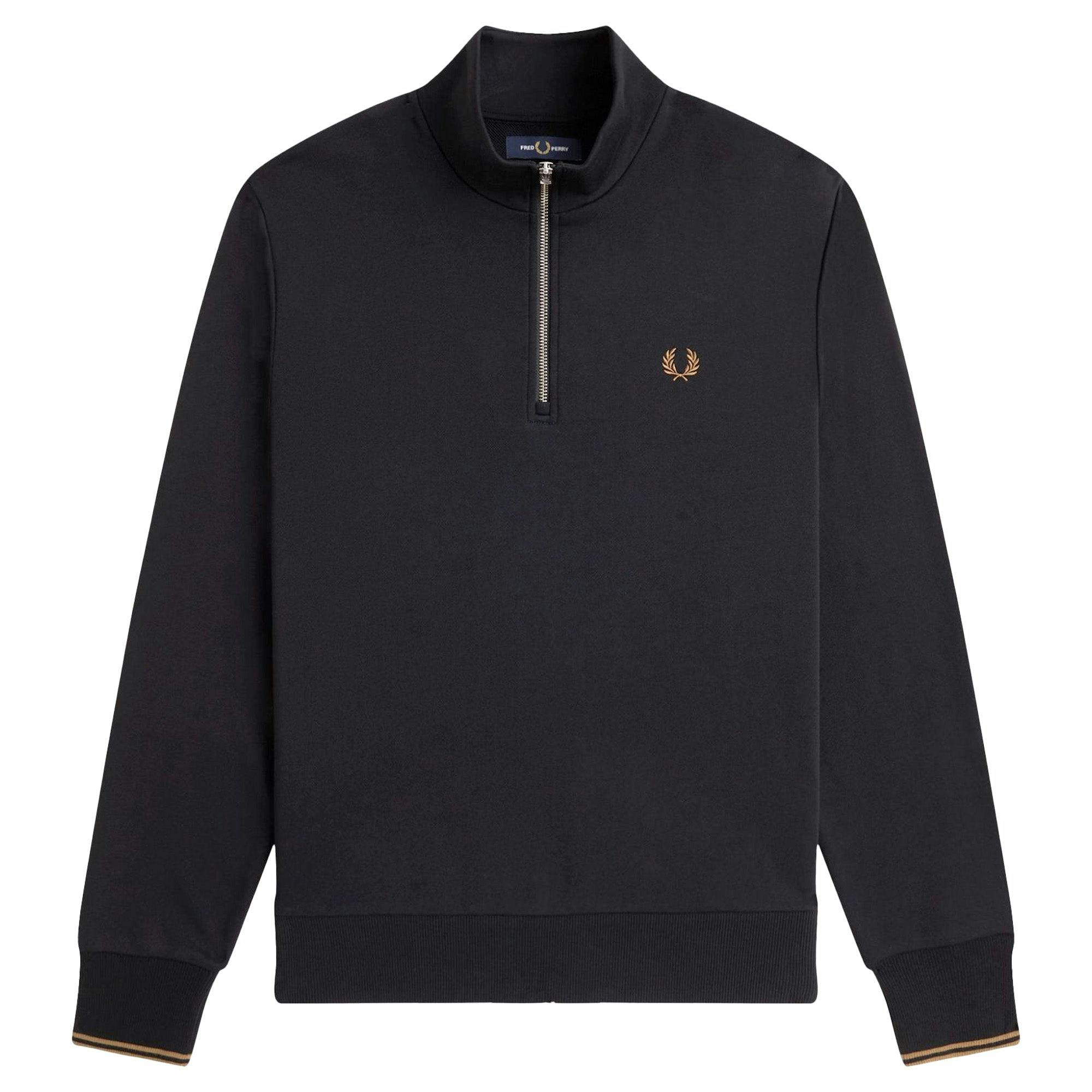 Fred Perry Black Half Zip Sweat - /Shaded Stone - Small