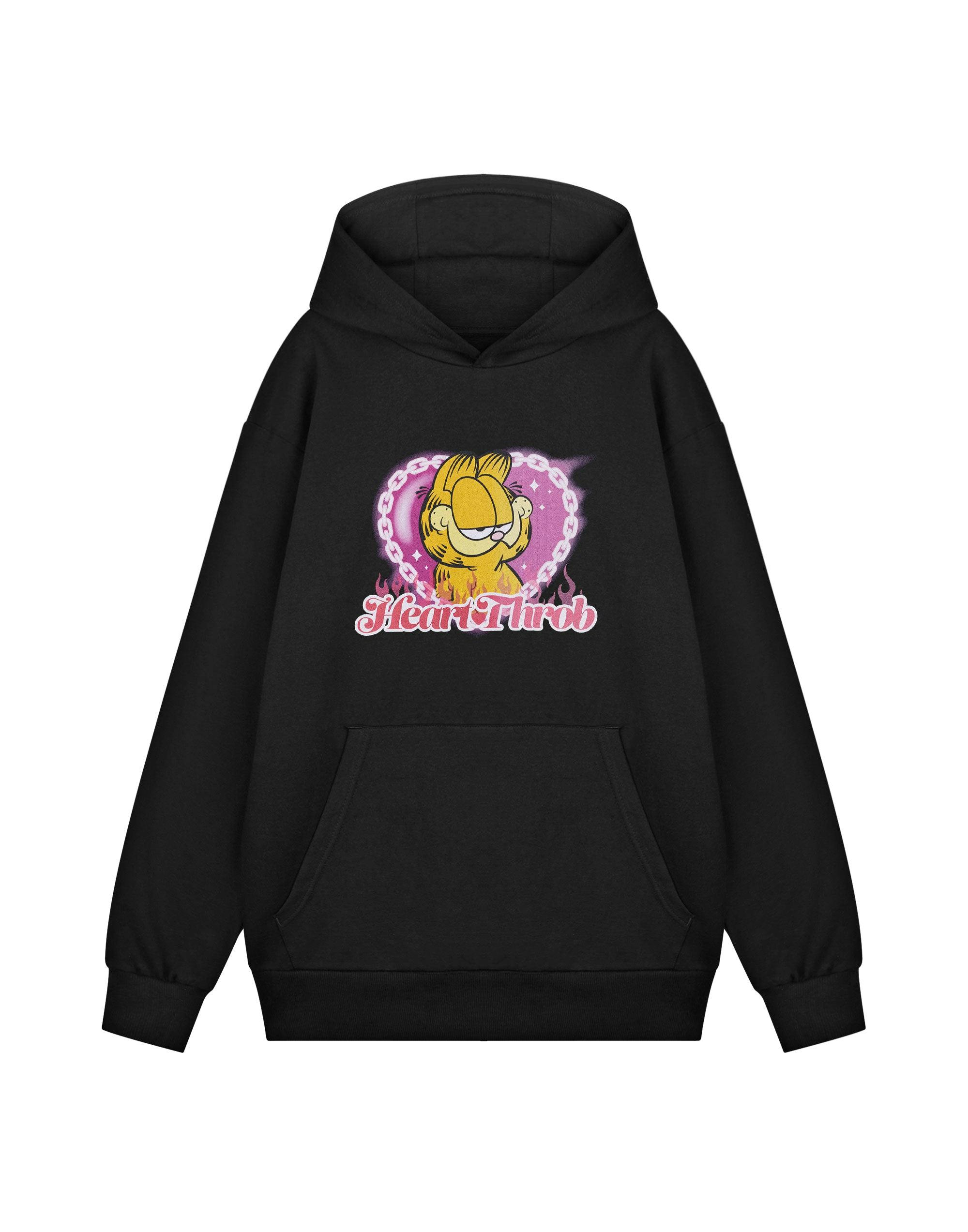 Vanilla Underground Unisex Black Garfield Heart Throb Hoodie - XX-Large