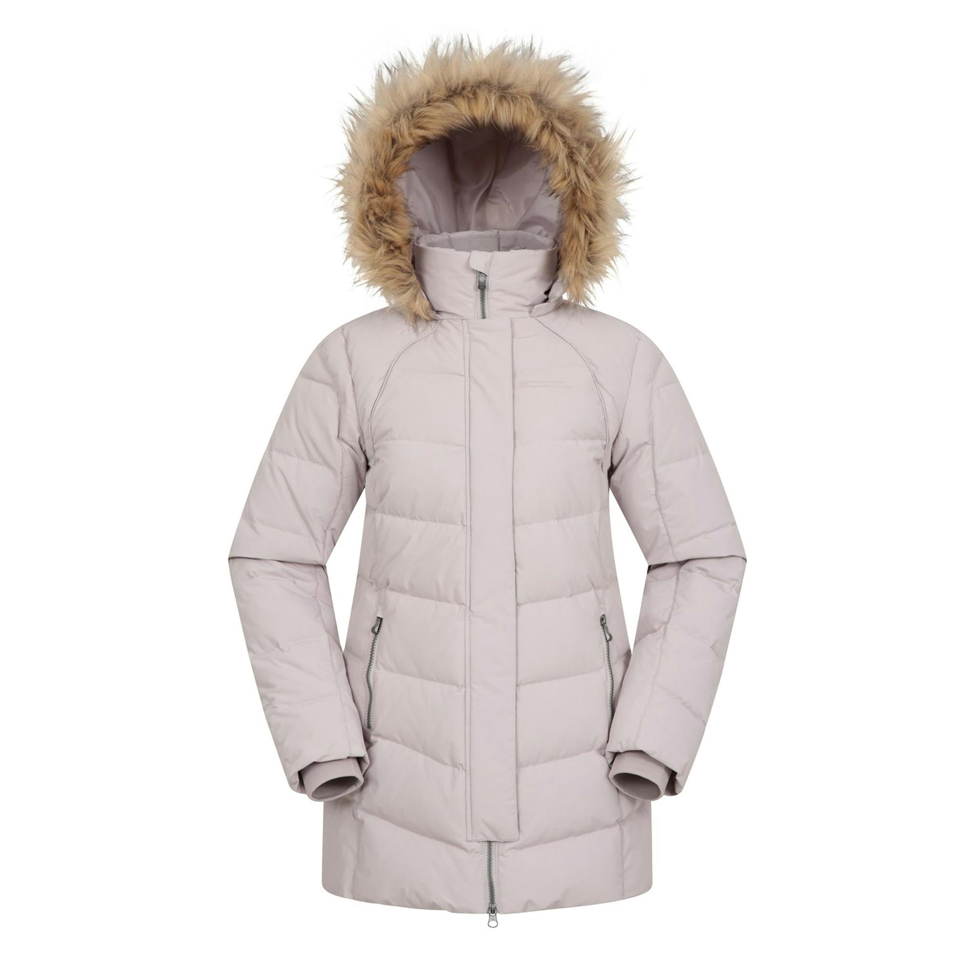 Mountain Warehouse Women's Beige Isla Ii Long Down Jacket - 16 Uk - 70% Polyester/24% Duck Down/6% Duck Feather