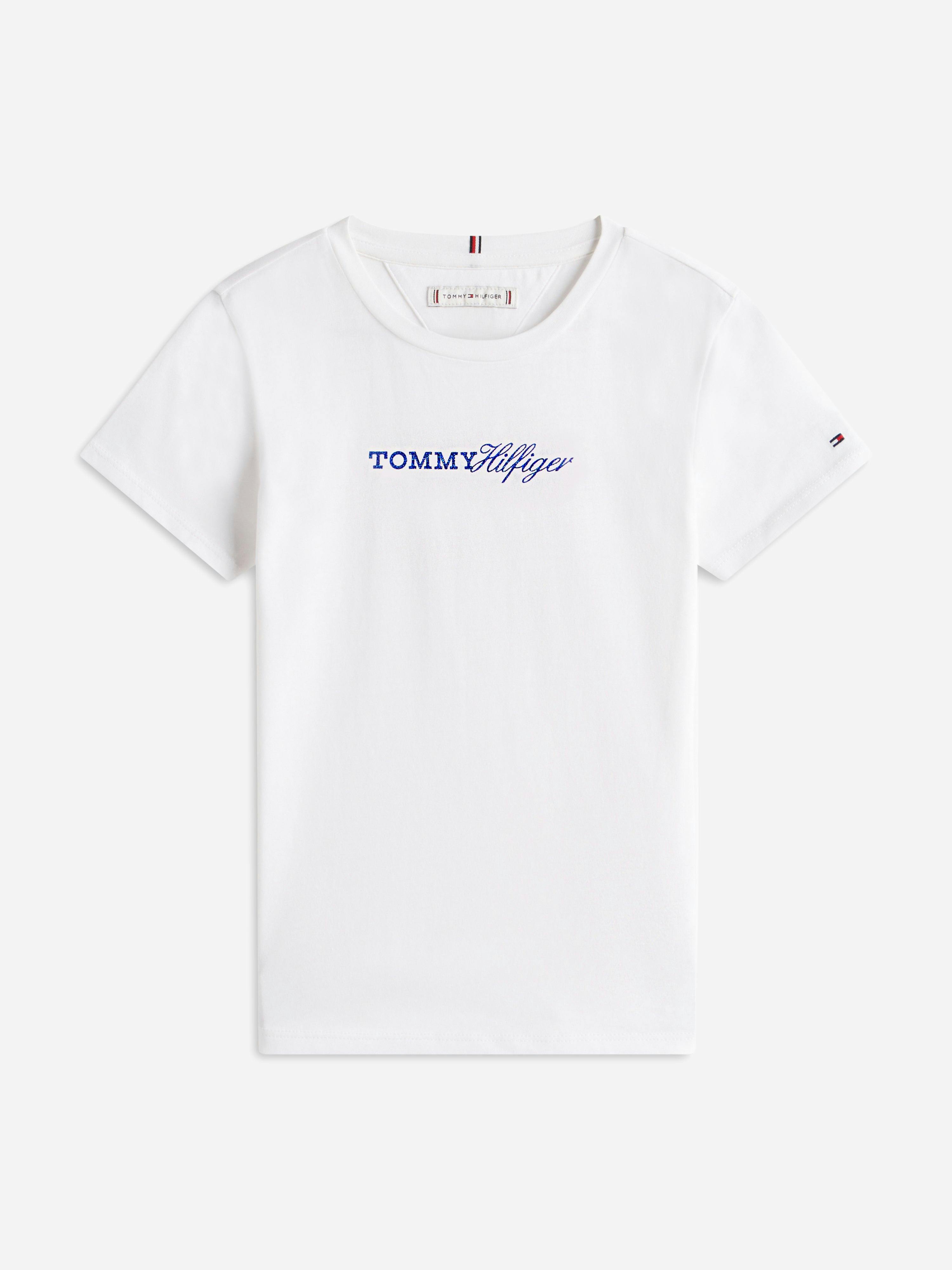 Tommy Hilfiger Girls White Tommy Script T-Shirt In - 10 Yrs