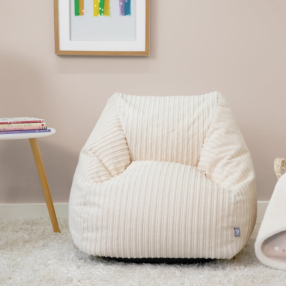 Rucomfy Beanbags Unisex Ivory Rucomfy Indoor Jumbo Cord Snuggle Bean Bag Chair For Kids In Size 40 - Image 3