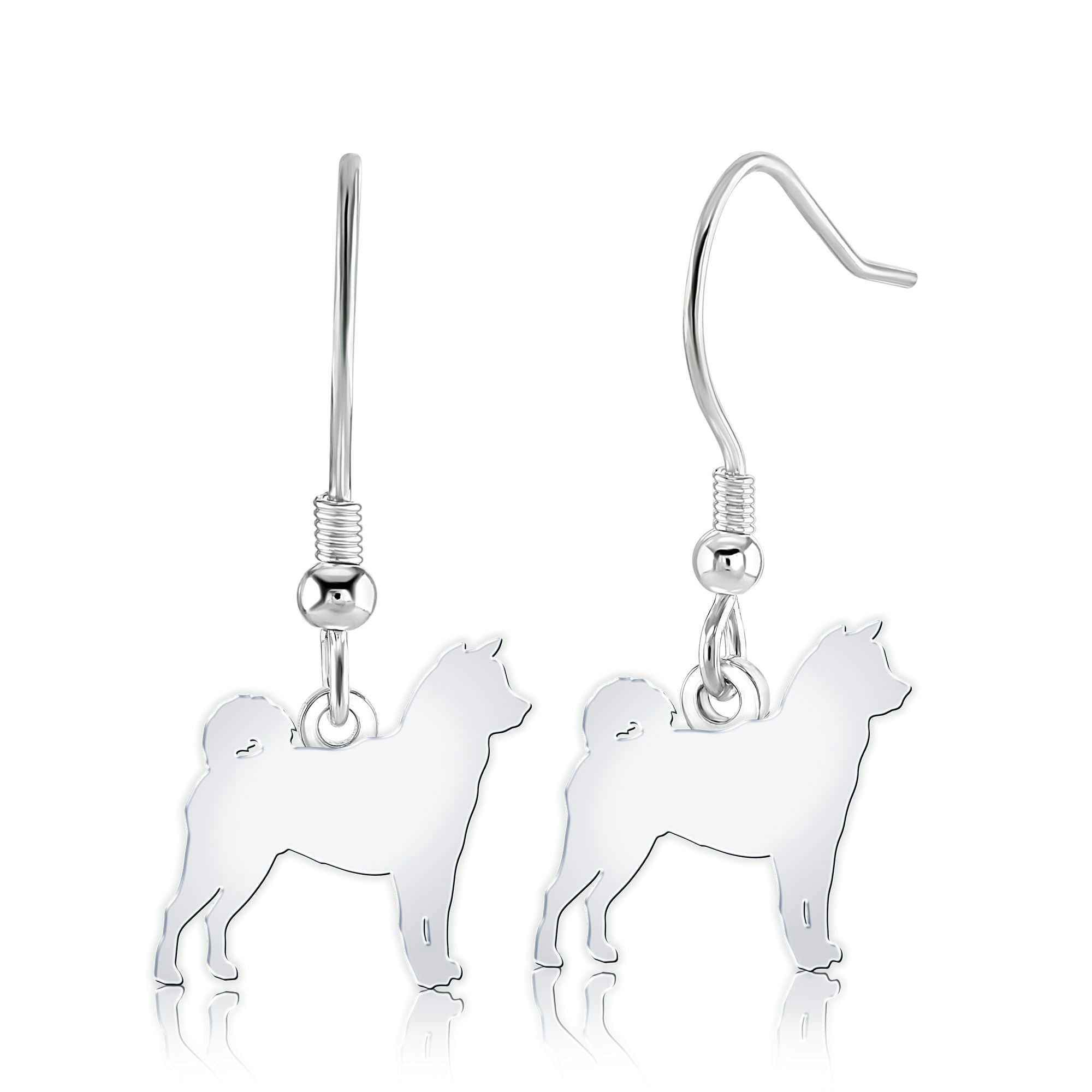 Mylee London Silver Akita Inu Silhouette Earrings - Yes - Hook