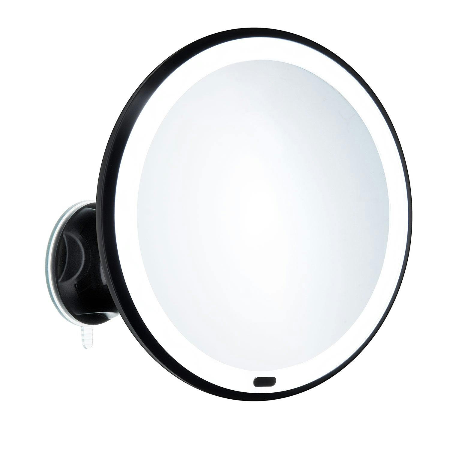 Beslagsboden Black Matt Led Mirror With Suction Cup Mounting (200Mm) 7X Magnification Bathroom Makeup Or Shaving Mirror