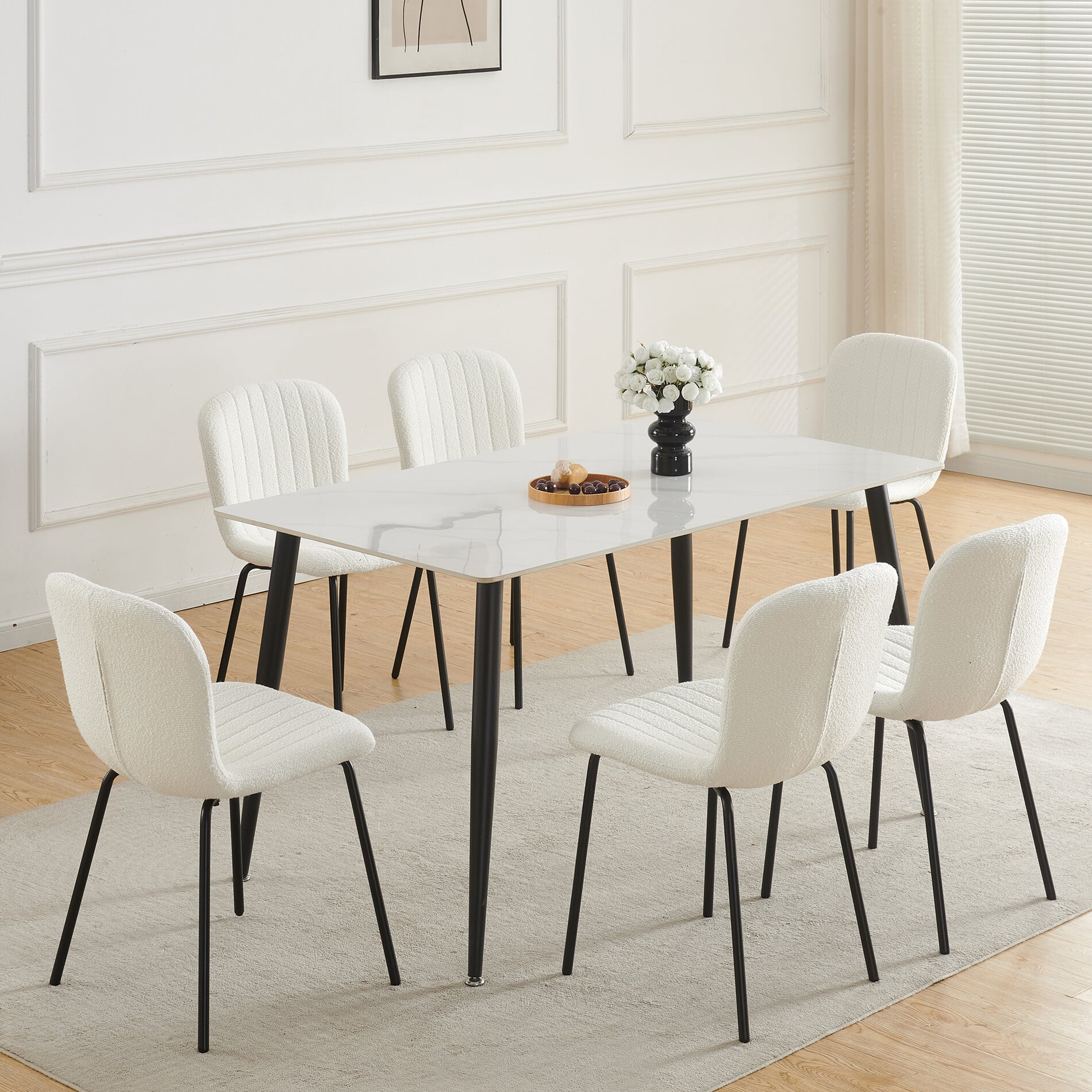 MCC Direct Bella Linen Fabric Dining Chair - Cream - Set of 6 - Image 3