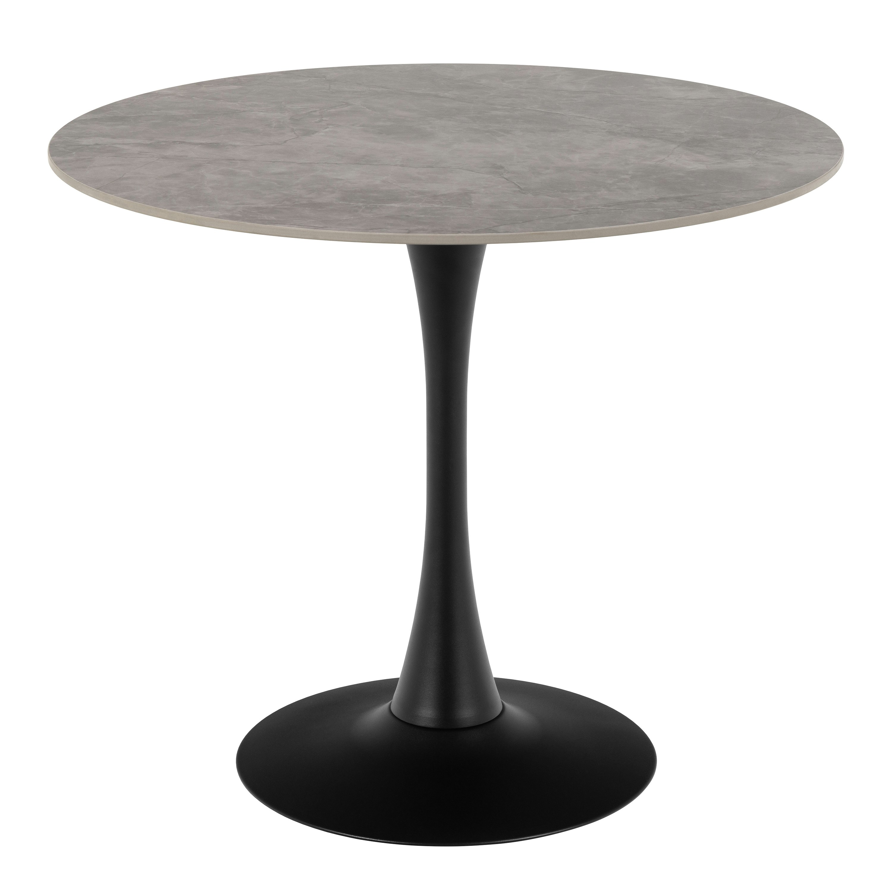 Rackhams Grey/Black Malta Ceramic Round Dining Table 90X75 Cm - No