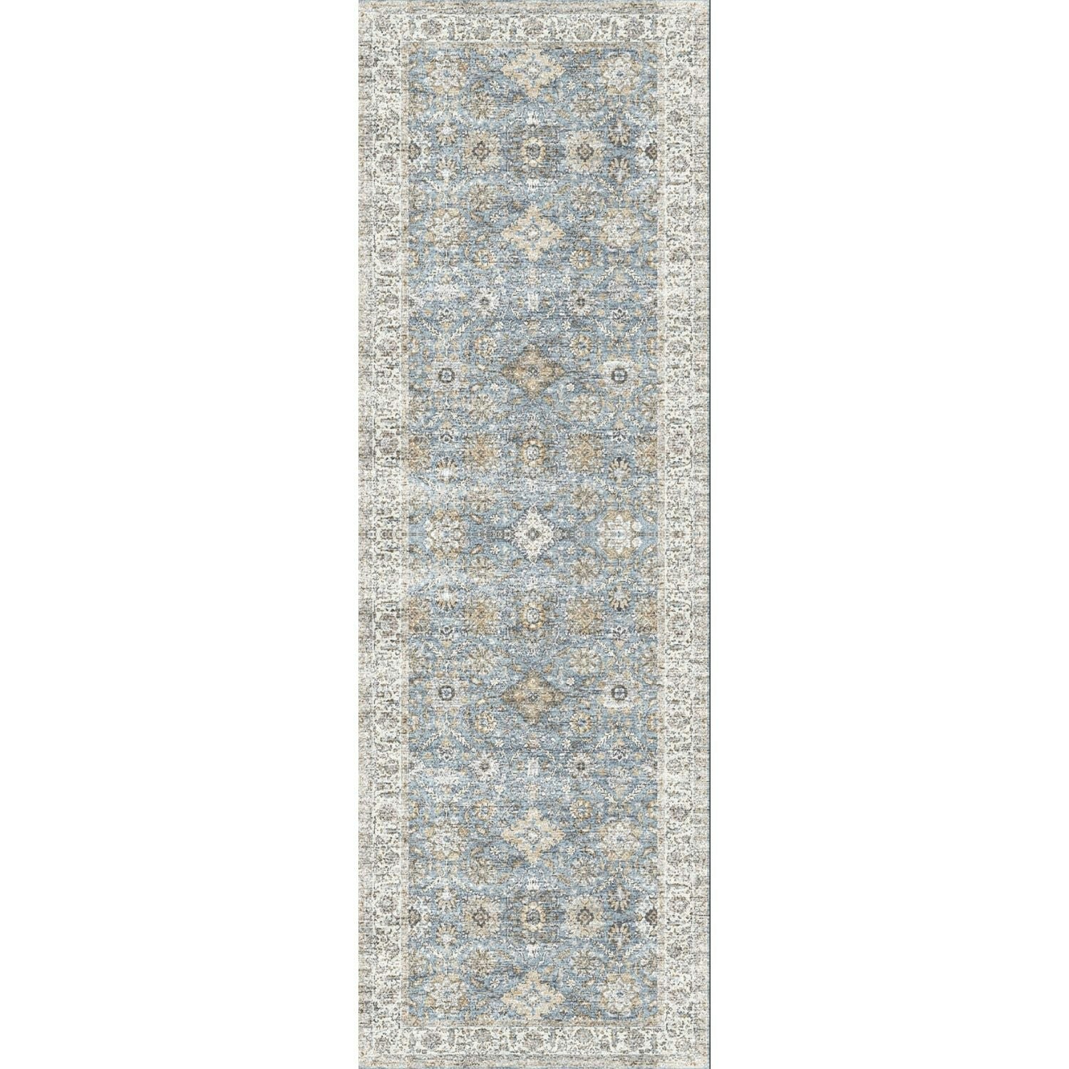 Rackhams Blue/Cream Washable Persian Samira Classic Rug - 60X180 Cm