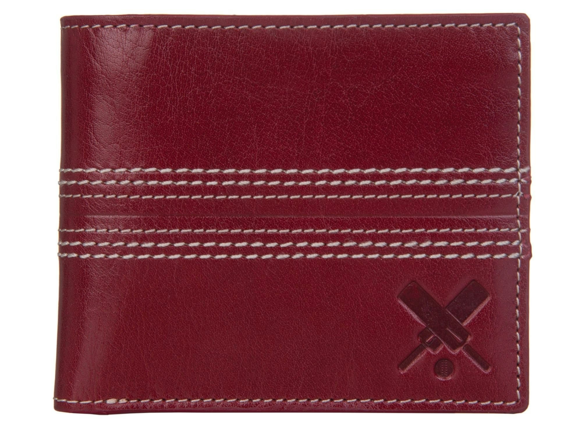 Mala Leather Red Edgbaston Cricket Ball Rfid Leather Bifold Wallet - Cherry