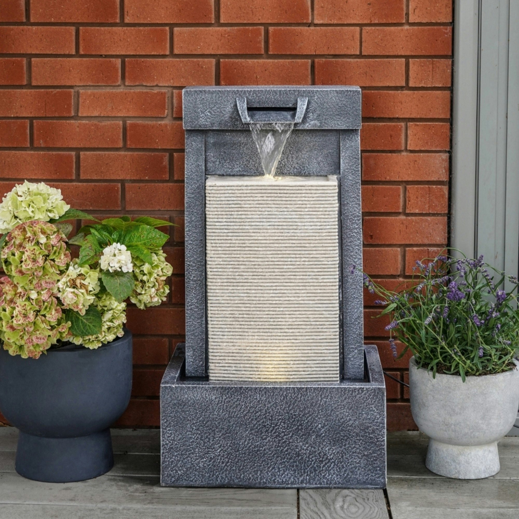 Rackhams Dark Outdoor Contemporary Cube Waterfeature
