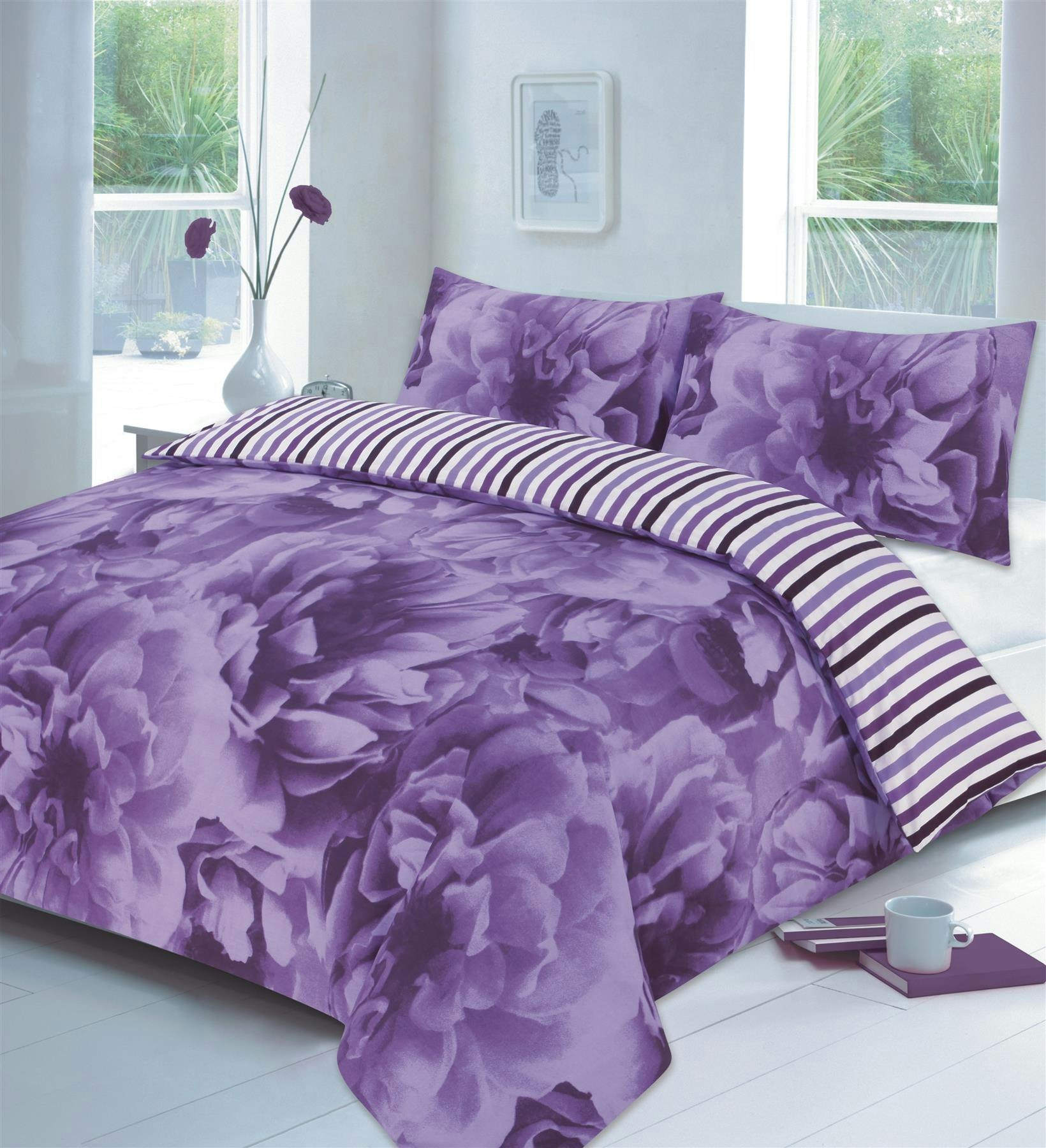 Homespace Direct Purple Roses Duvet Cover Set - Double