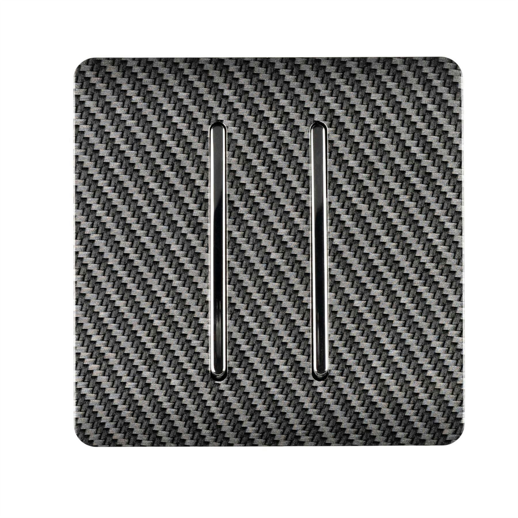 Trendi Switch Light 2 Gang Intermediate Rocker Switch In Carbon Fibre