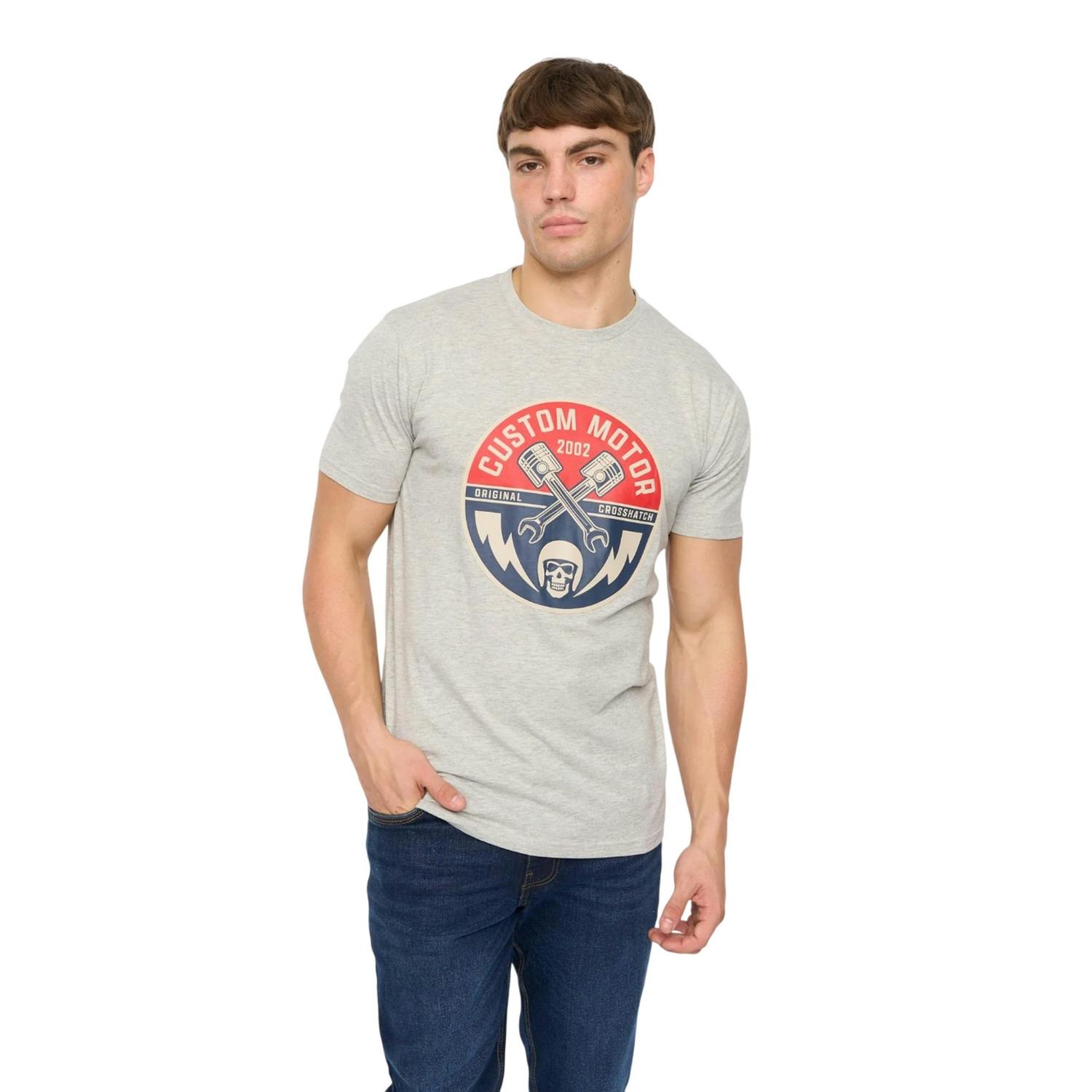 Crosshatch Men's Grey Moules T-Shirt - Marl - Marl - L - 100% Cotton