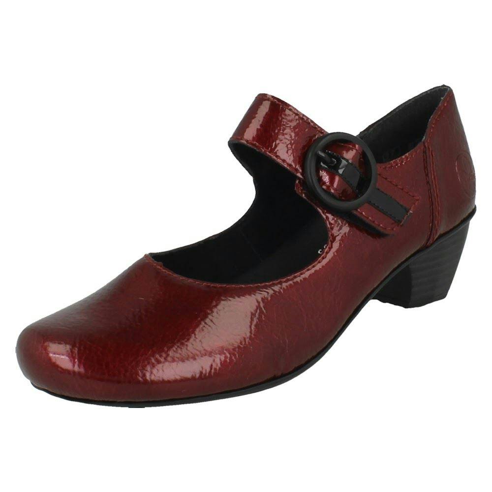 Rieker Women's Red Buckle Detailed Hook And Loop Smart Heels 41756 - Uk 8