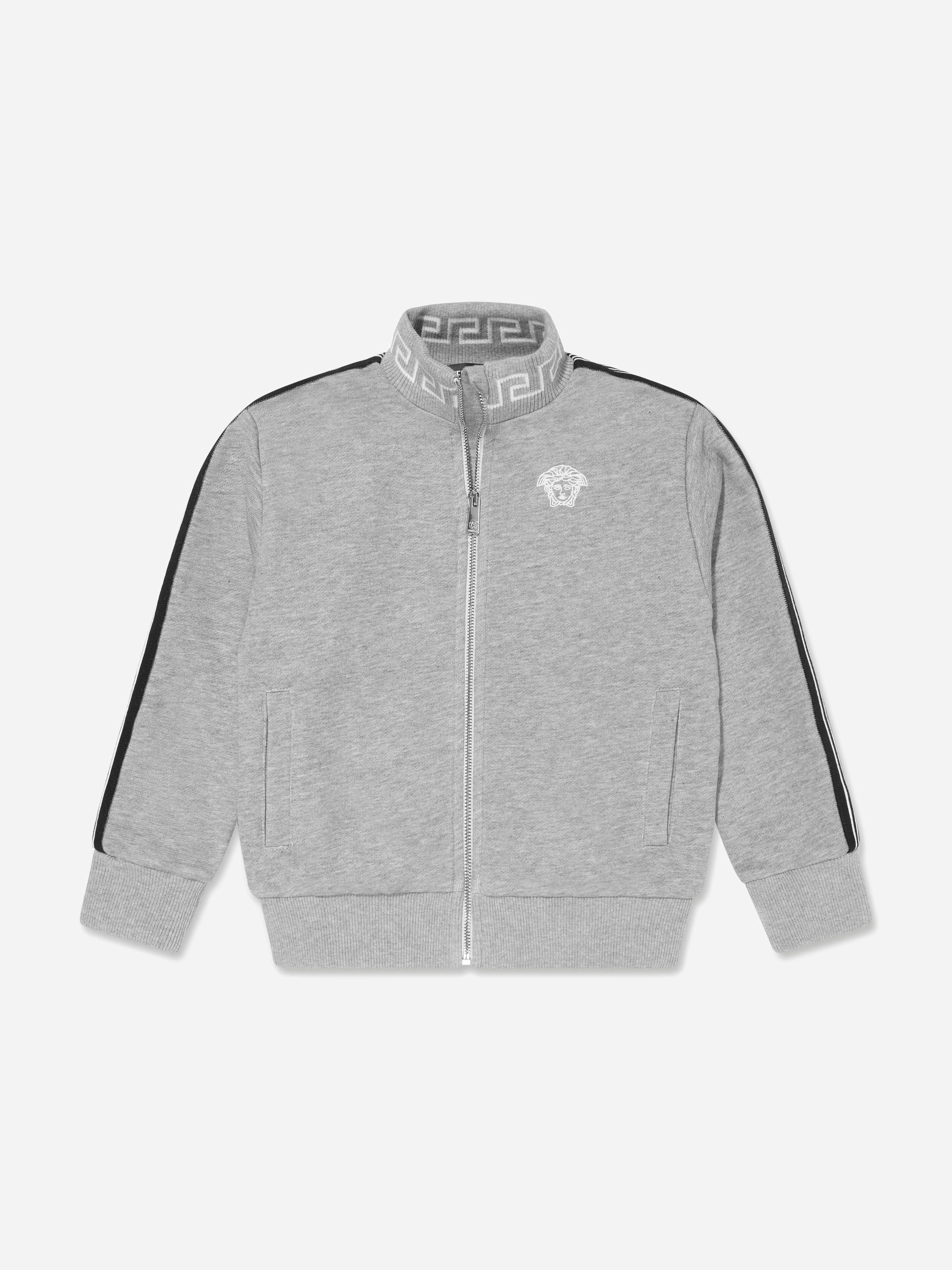 Versace Boys Grey Medusa Zip Up Top In - 12 Yrs