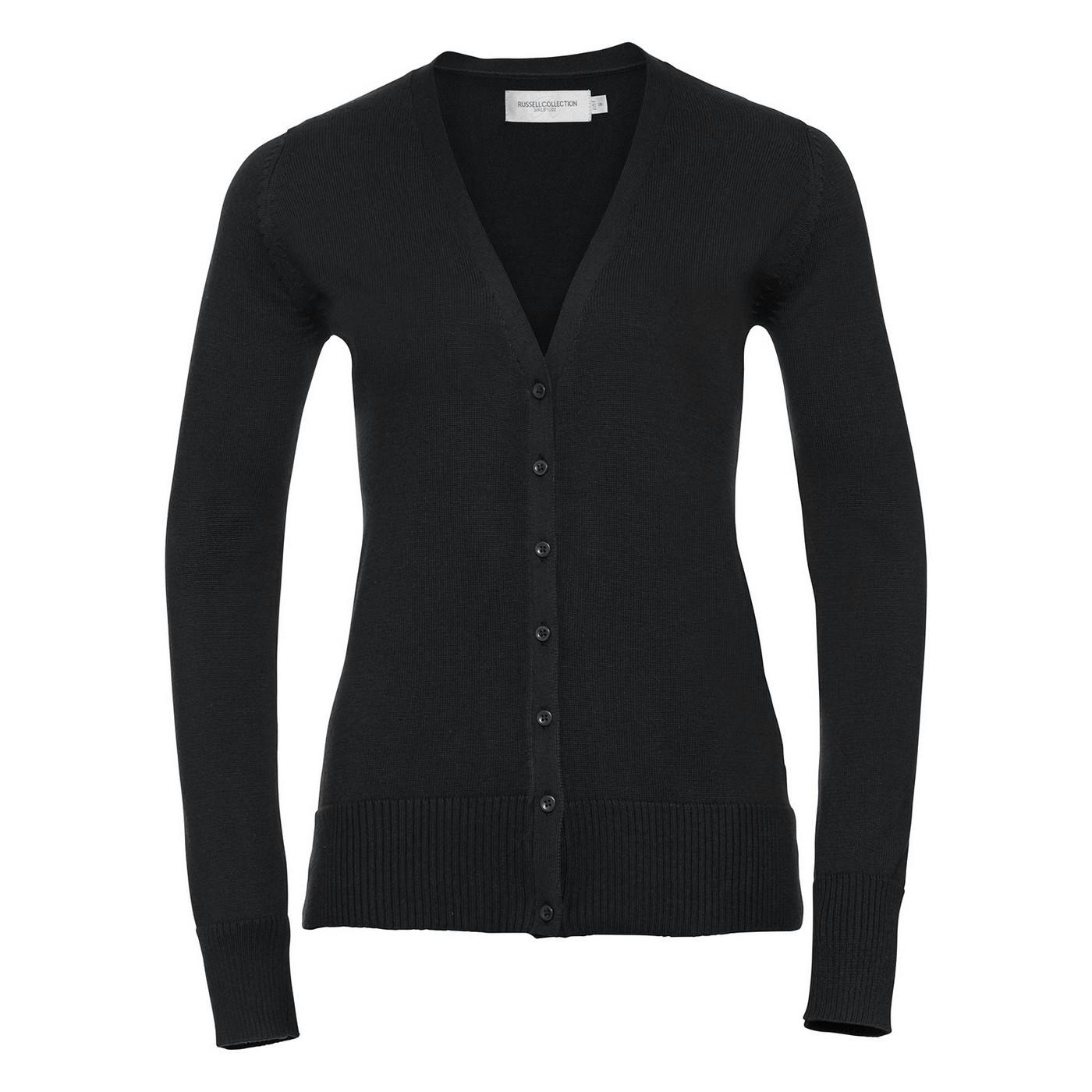 Russell Collection Women's Black / Deep V Cardigan - Xxs