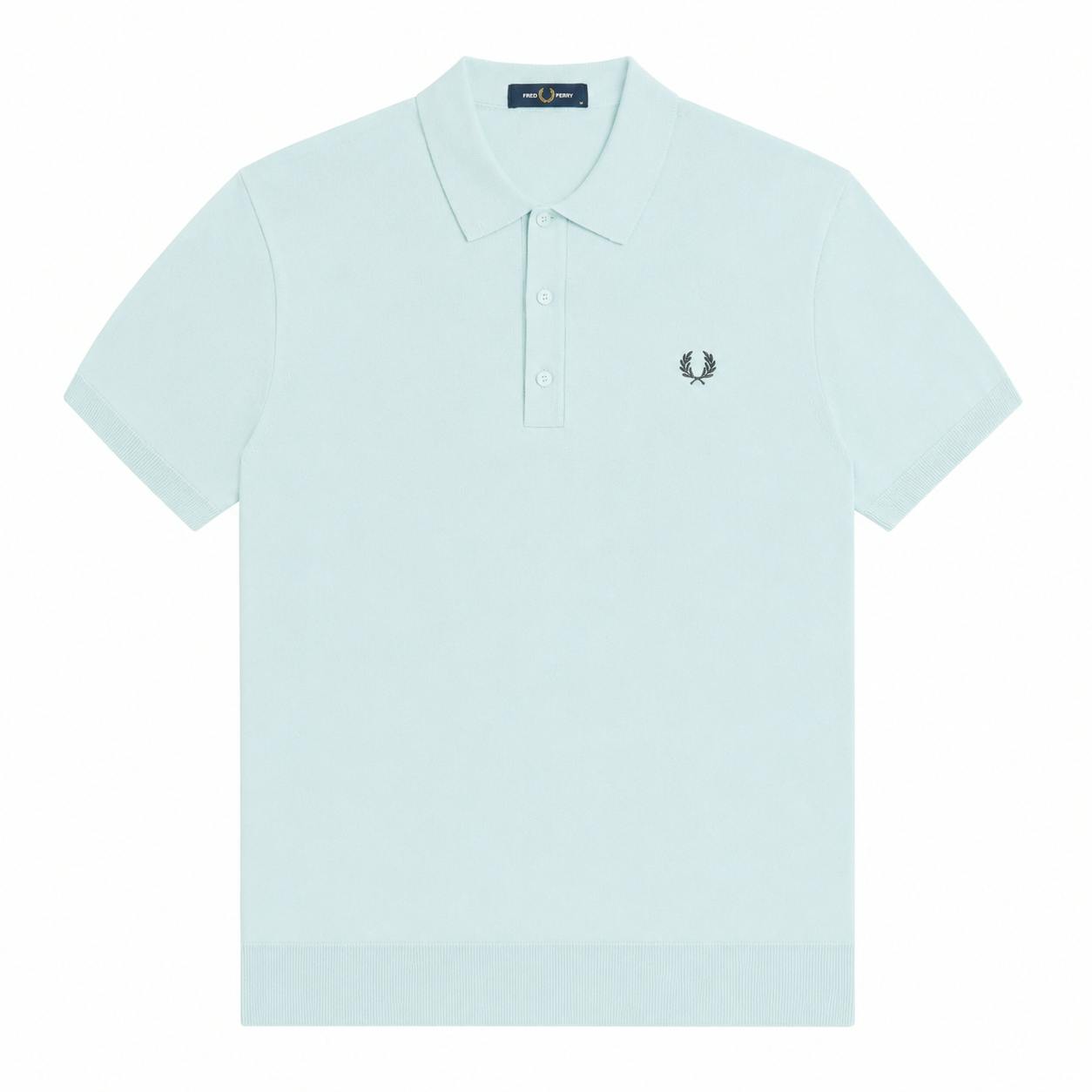 Fred Perry Light Cotton Knitted Polo Shirt Ice - Xl