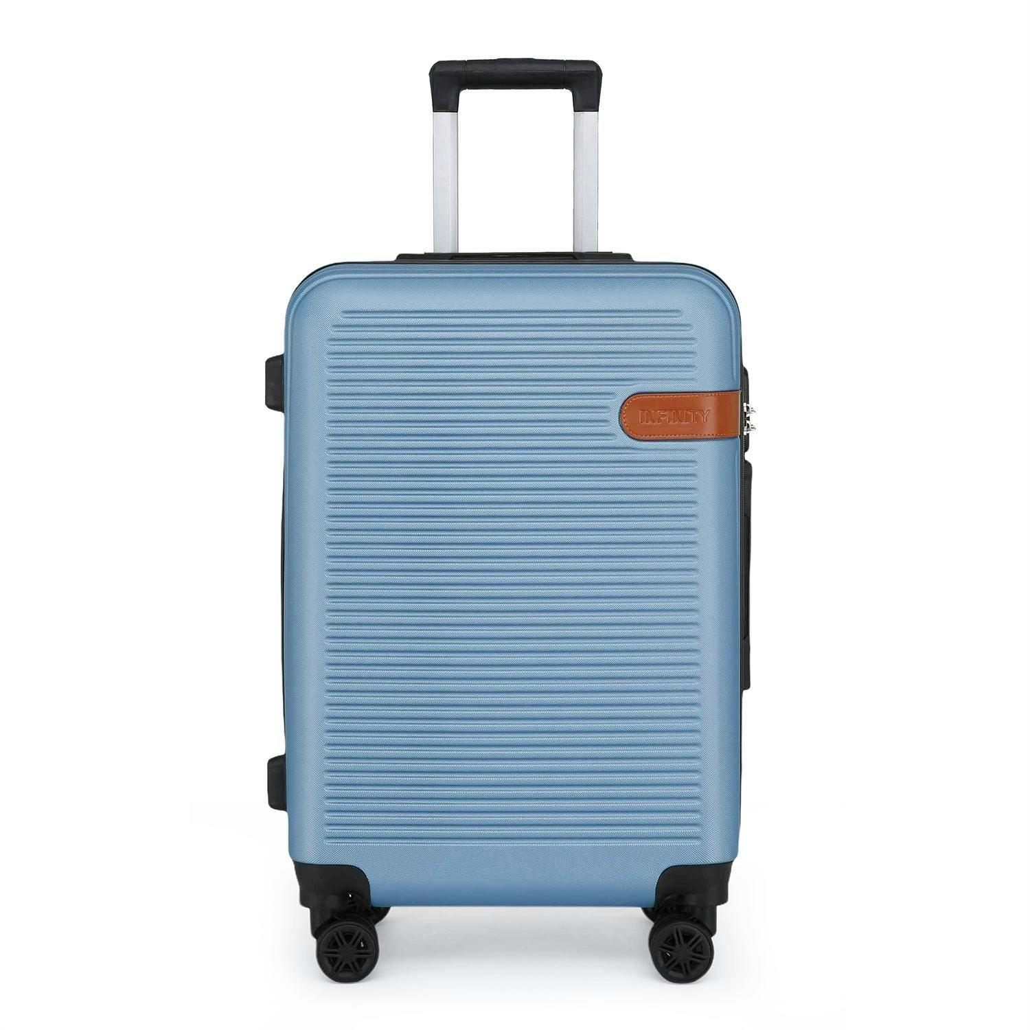 Infinity Luggage Blue Hard Shell Classic Dual 4 Wheel Luggage Suitcase Set - Medium