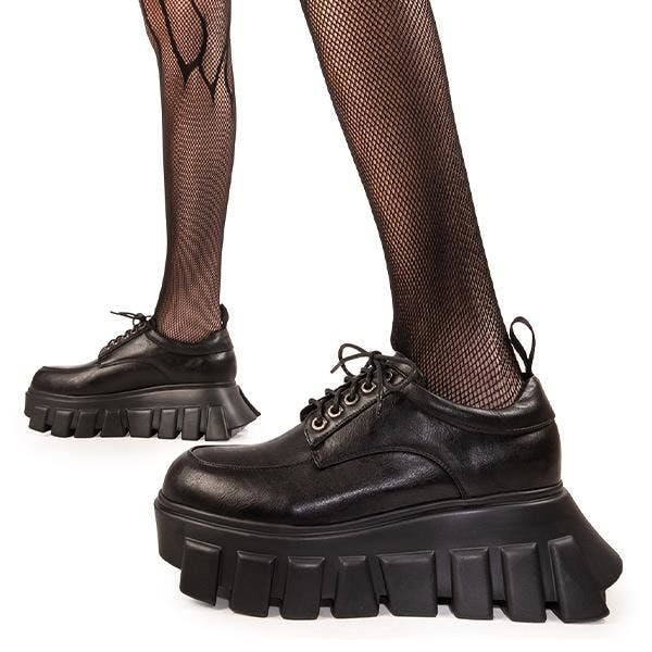 Lamoda Black Hole Chunky Platform Sneakers Pu Gothic Alternative - Uk4
