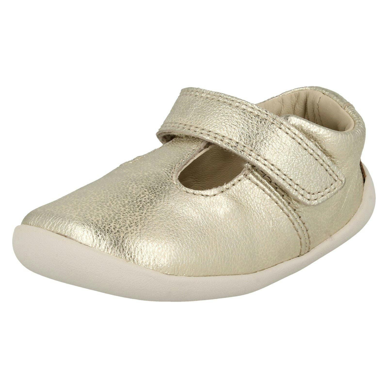 Clarks Girls T-Bar First Shoes Roamer Go - Metallic - Uk 2 Infant - F